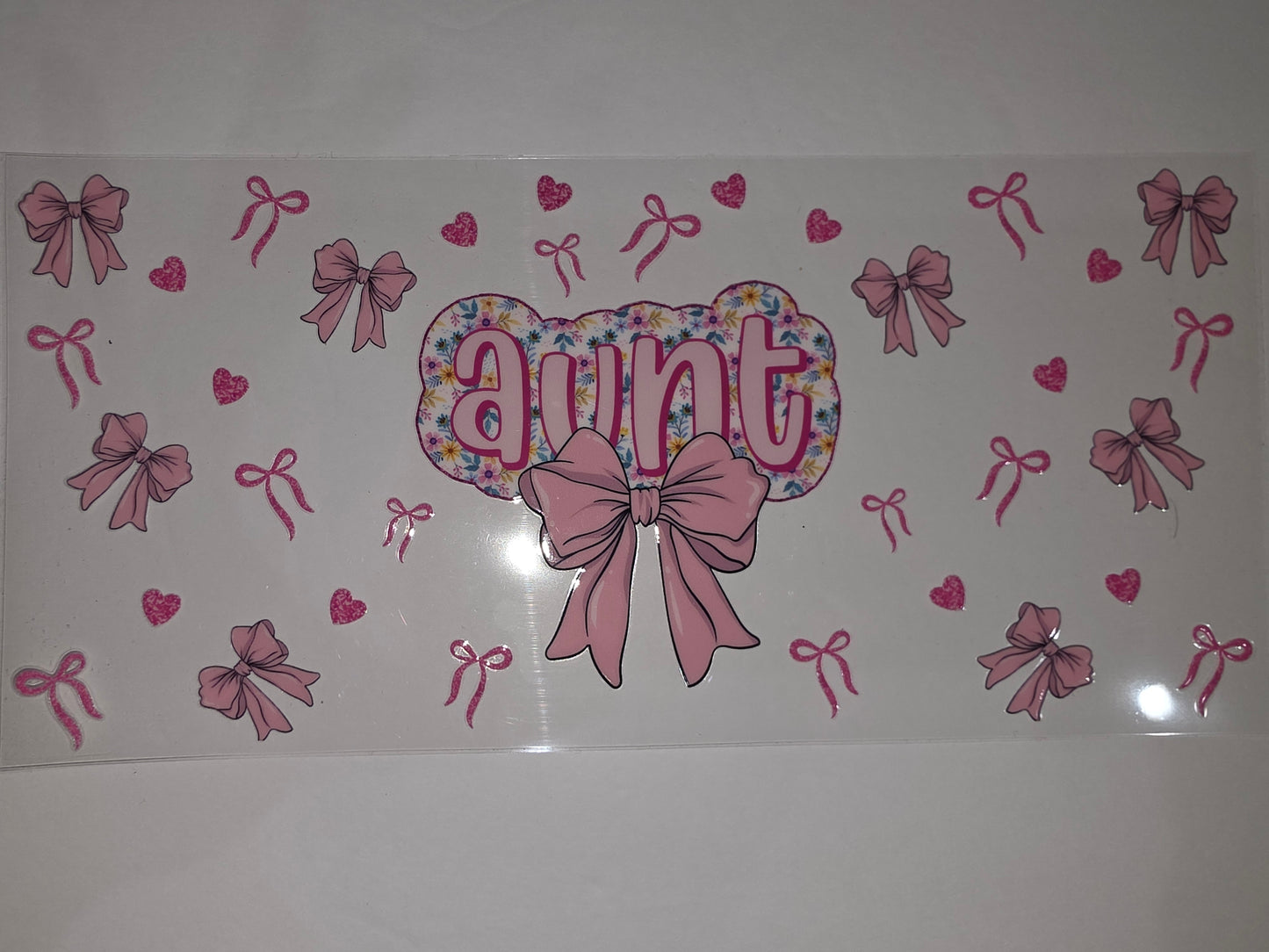 Pink Bows & Hearts "Aunt" Tumbler Wrap - Cute Floral Design for Drinkware