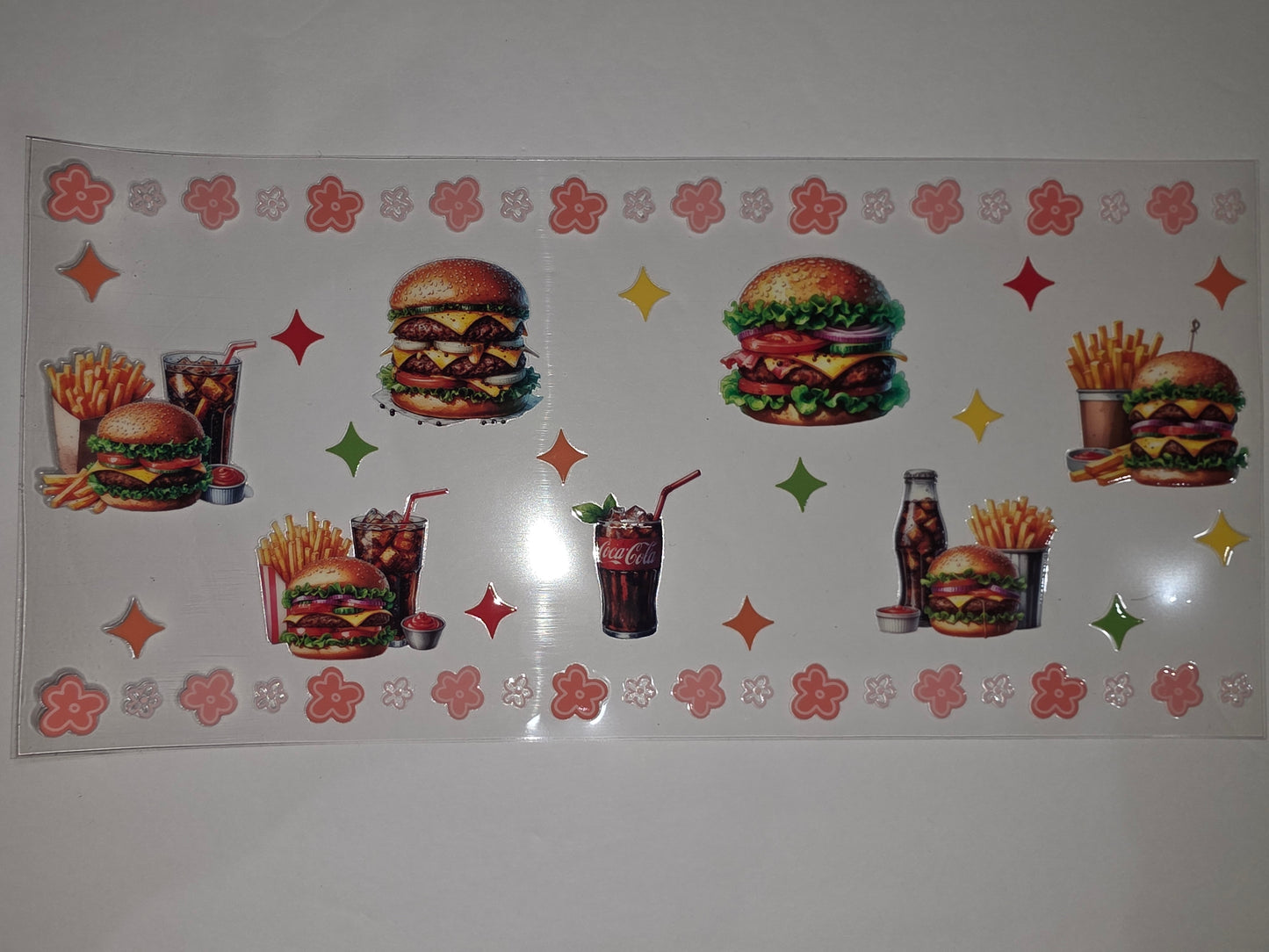 Retro Diner Burger & Fries Tumbler Wrap | Vintage Fast Food Drinkware Design