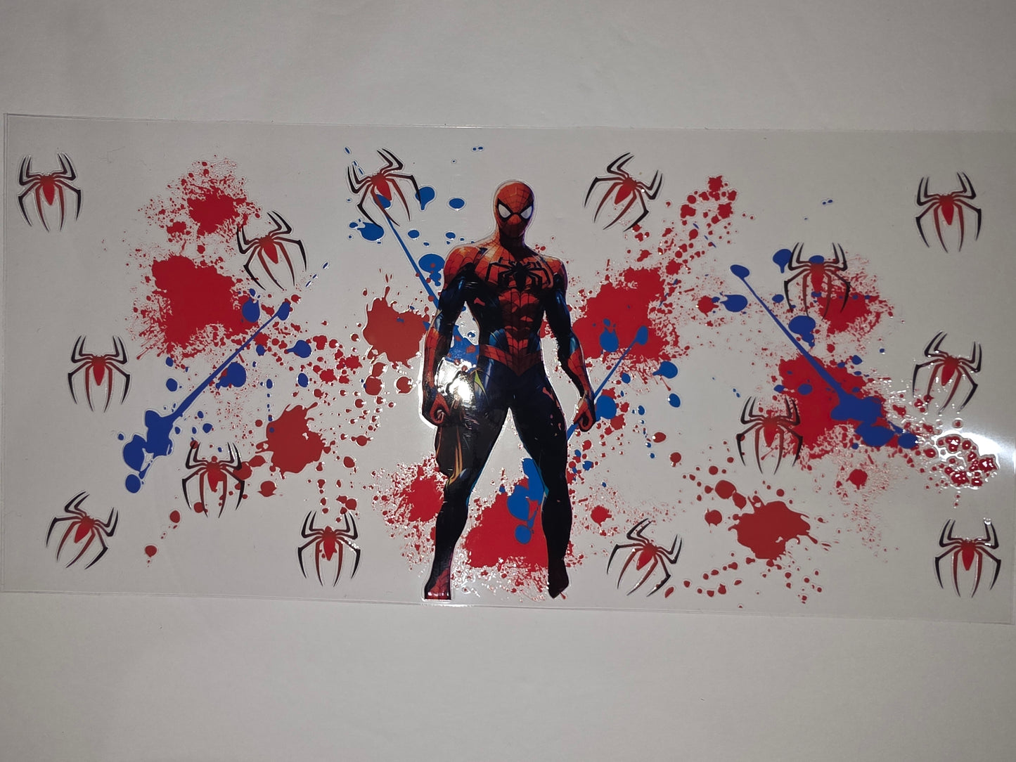 Spider-Man Splatter Tumbler Wrap | Red, Blue & White Superhero Design