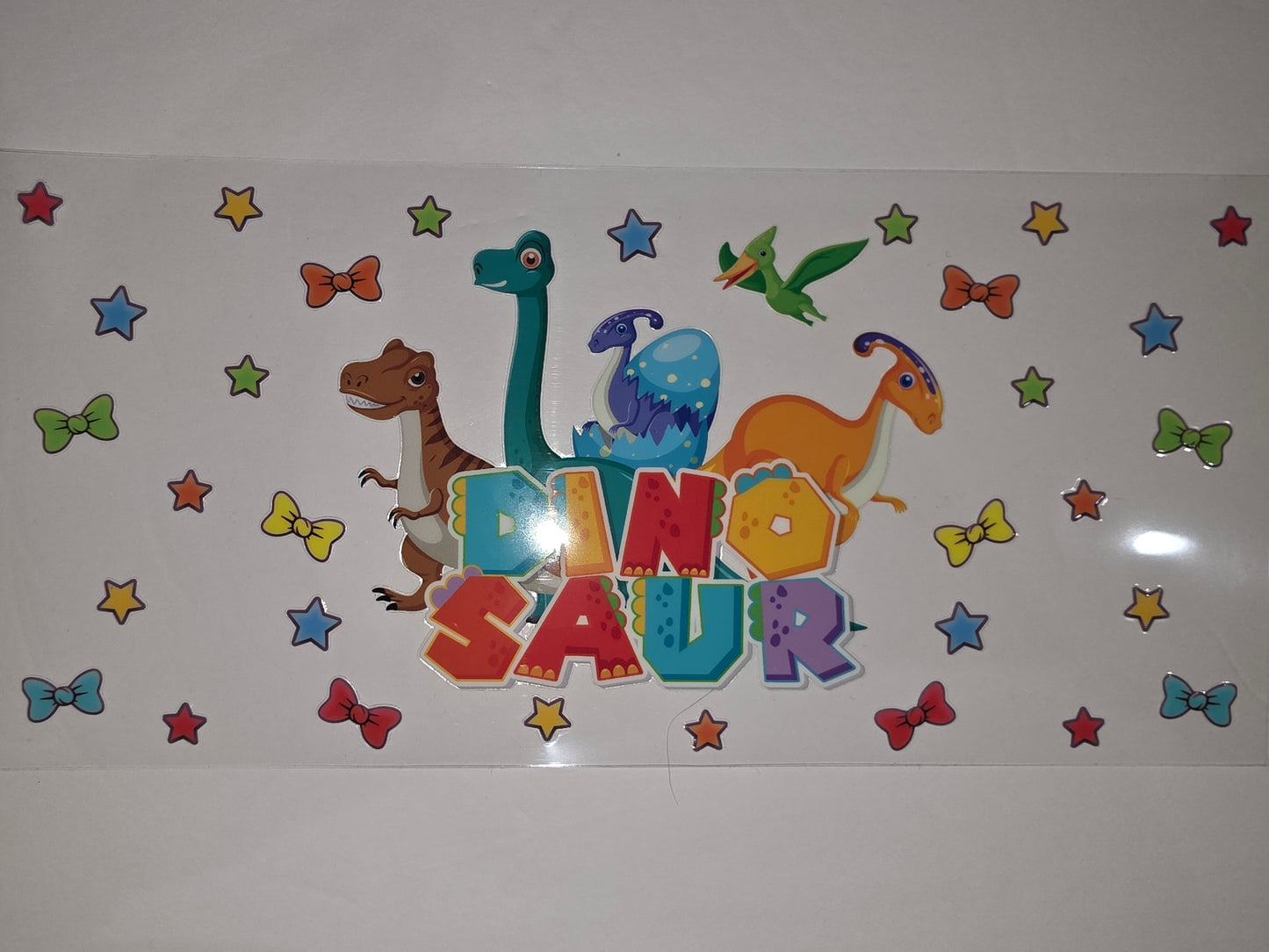 Cute Dinosaur Tumbler Wrap - Kids Dino Design with Stars & Bows