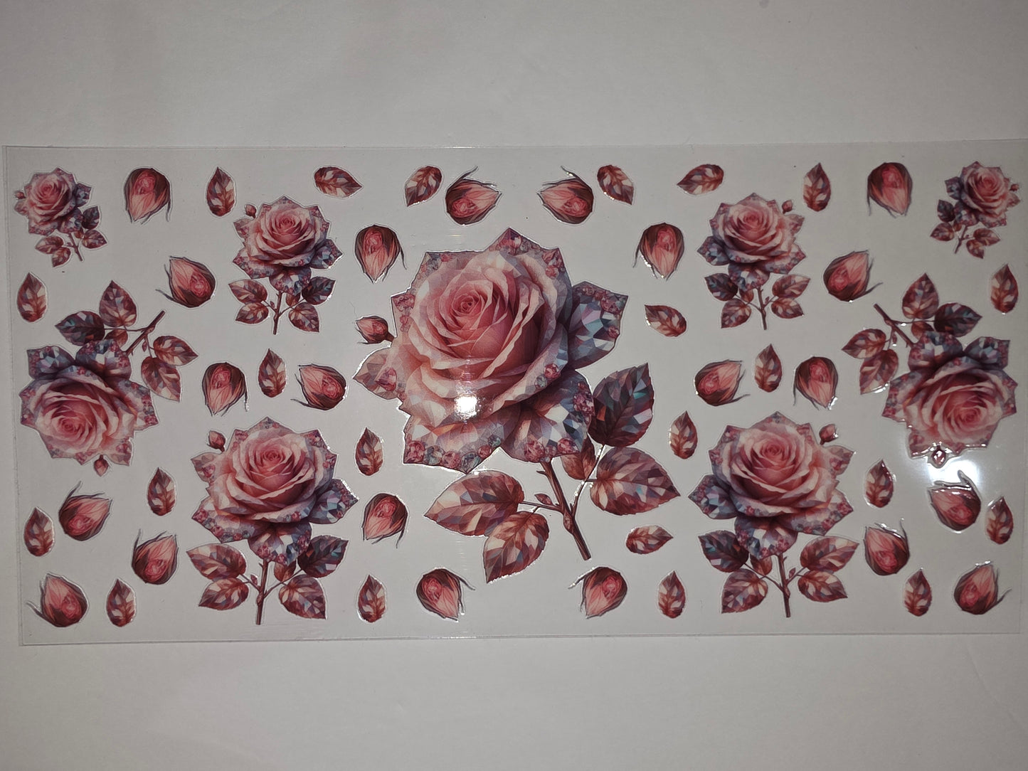 Vintage Rose & Gemstone Tumbler Wrap | Pink Floral Sublimation Design