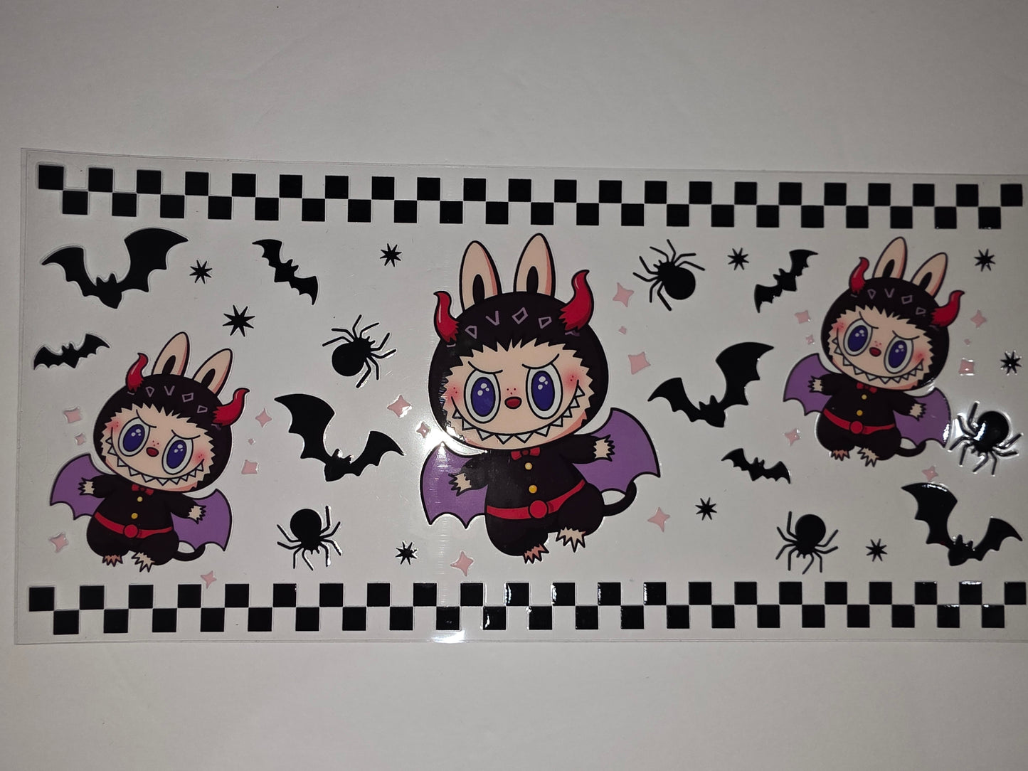Cute Halloween Bat Bunny Tumbler Wrap | Spooky Cute Character Design | Black, Purple, Red