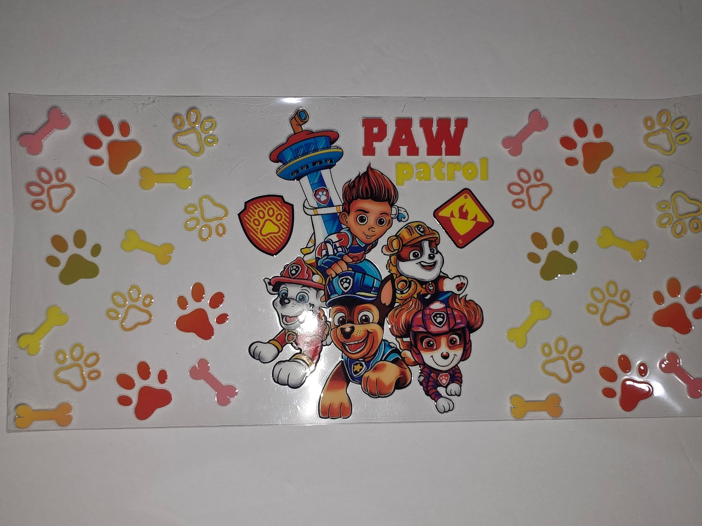 Paw Patrol Tumbler Wrap - Cartoon Dog Heroes & Paw Prints - Vibrant Colors