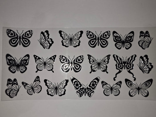 Black & White Butterfly Tumbler Wrap - Assorted Designs for Cups & Drinkware