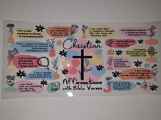 Christian Affirmations with Bible Verses Tumbler Wrap | Pastel Colors & Floral Design