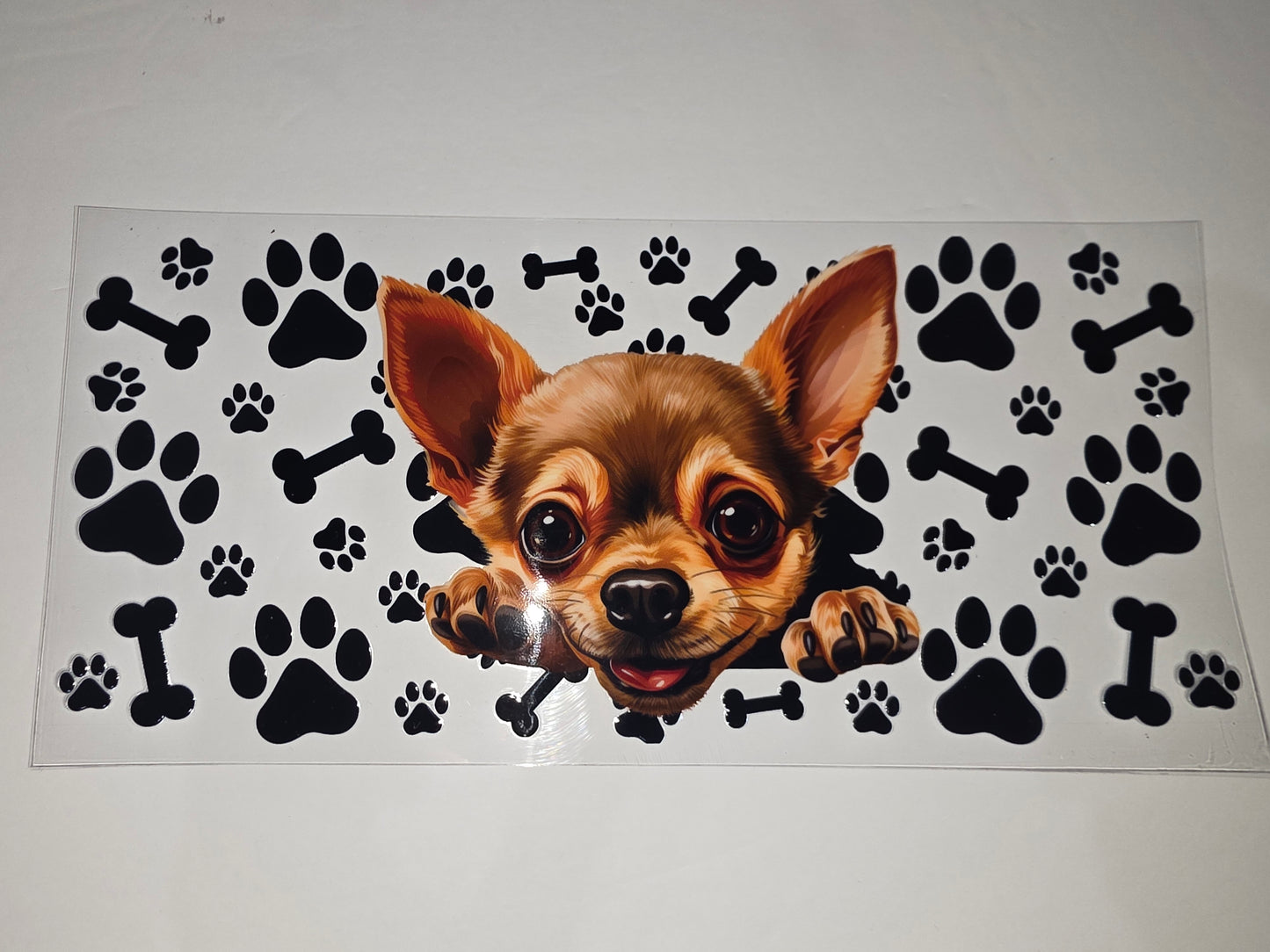 Cute Chihuahua Dog Paw Print Bone Tumbler Wrap - Pet Lover Drinkware Design