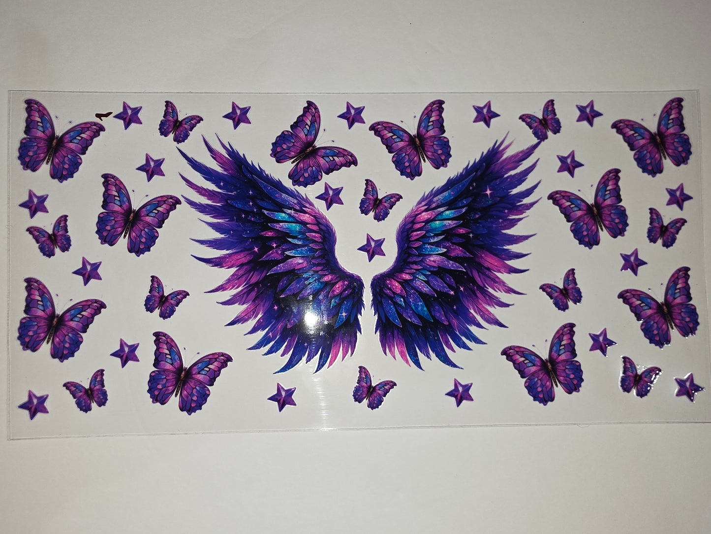 Galaxy Butterfly Wings Tumbler Wrap - Purple, Blue, Pink Stars & Butterflies