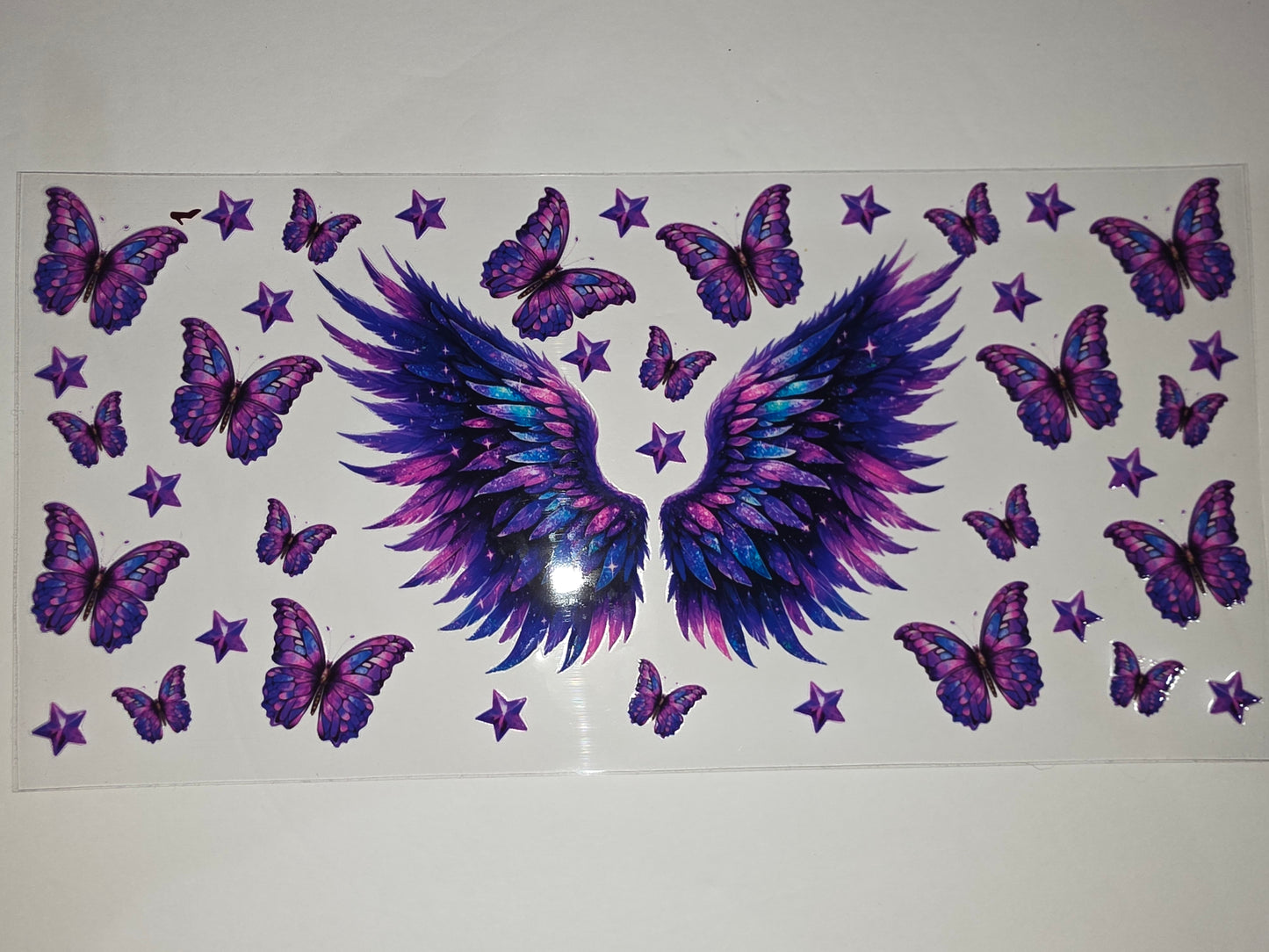 Purple Butterfly & Galaxy Wings Tumbler Wrap | Star Design | Sublimation Cup Decal