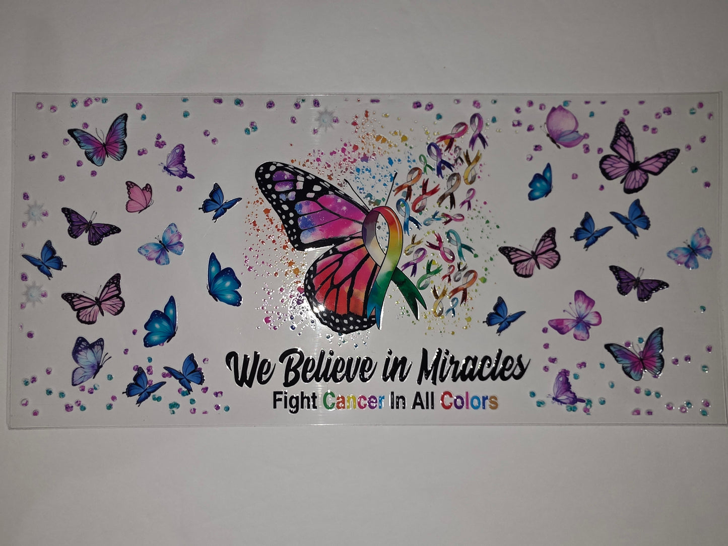 Butterfly & Awareness Ribbon Tumbler Wrap | Pink, Purple, Blue | Cancer Support Design