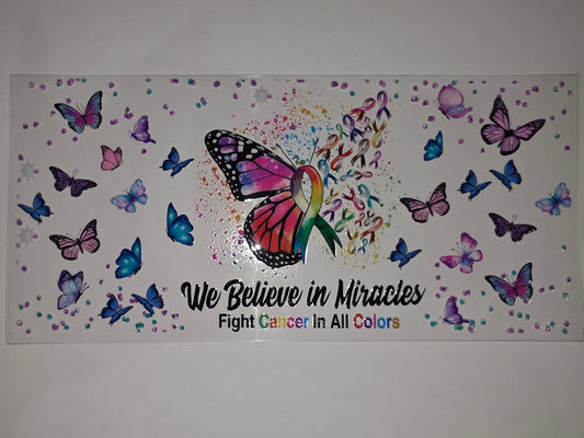 Butterfly & Awareness Ribbon Tumbler Wrap | Pink, Purple, Blue | Cancer Support Design