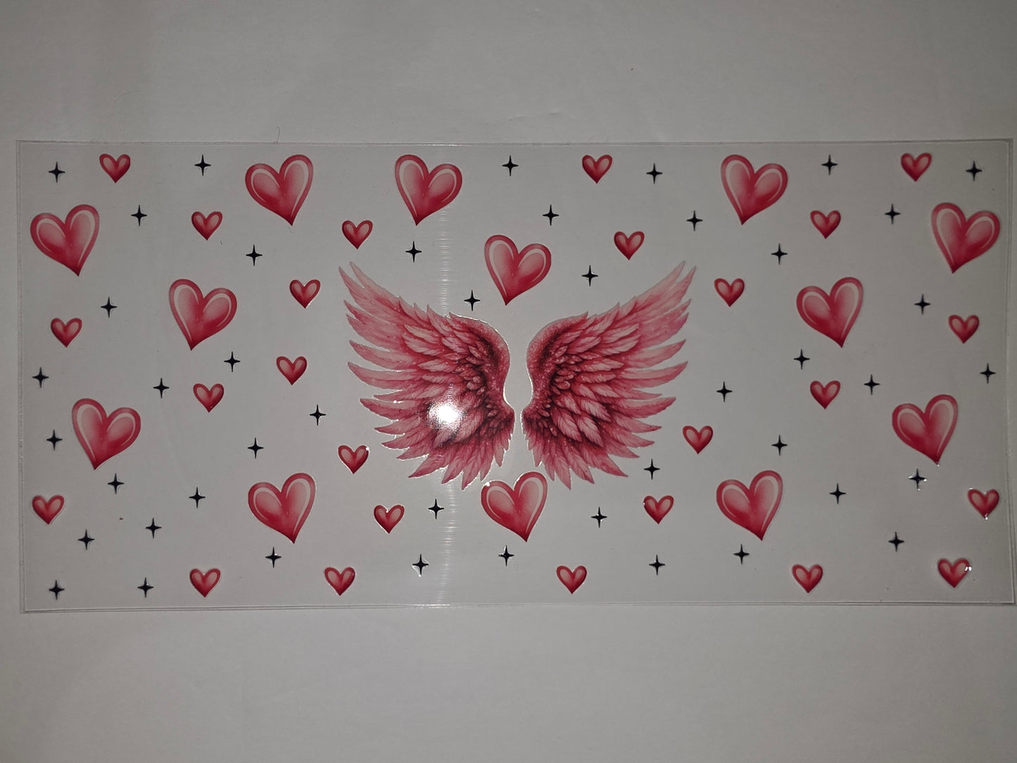 Pink Angel Wings & Hearts Tumbler Wrap - Valentine's Day Drinkware Design