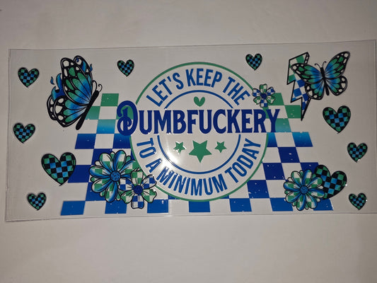 Blue & Green Butterfly Checkered Tumbler Wrap | Funny Quote Drinkware Decal