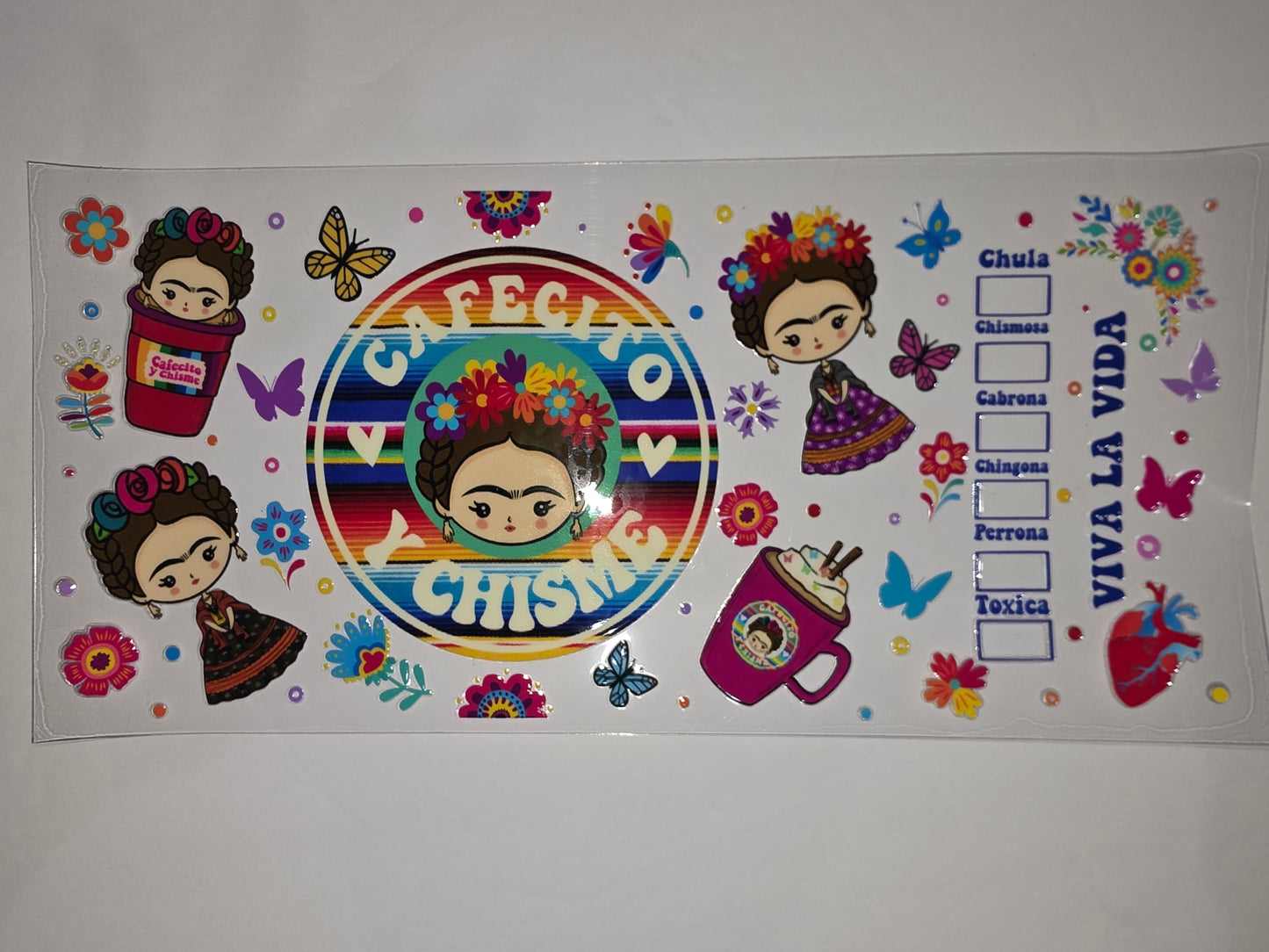 Frida Kahlo Inspired Tumbler Wrap - Colorful Mexican Folk Art & Floral Design