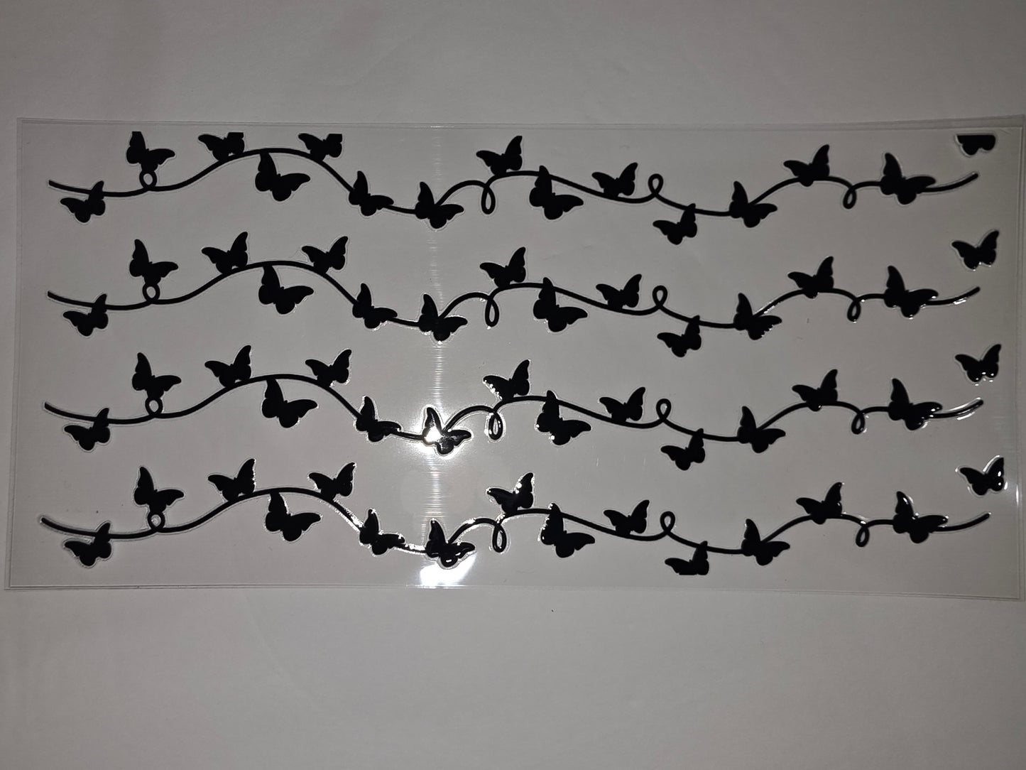 Black Butterfly Vine Tumbler Wrap - Elegant Silhouette Design for Cups