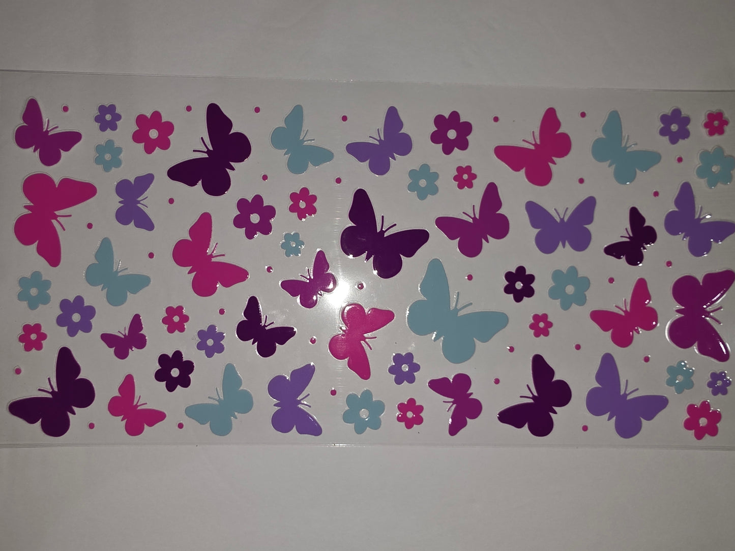 Vibrant Butterfly & Flower Tumbler Wrap - Pink, Purple, Teal