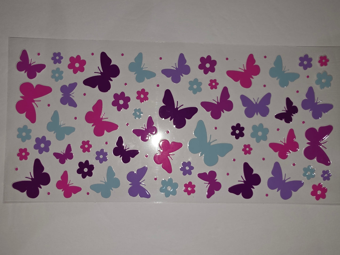 Vibrant Butterfly & Flower Tumbler Wrap - Pink, Purple, Teal