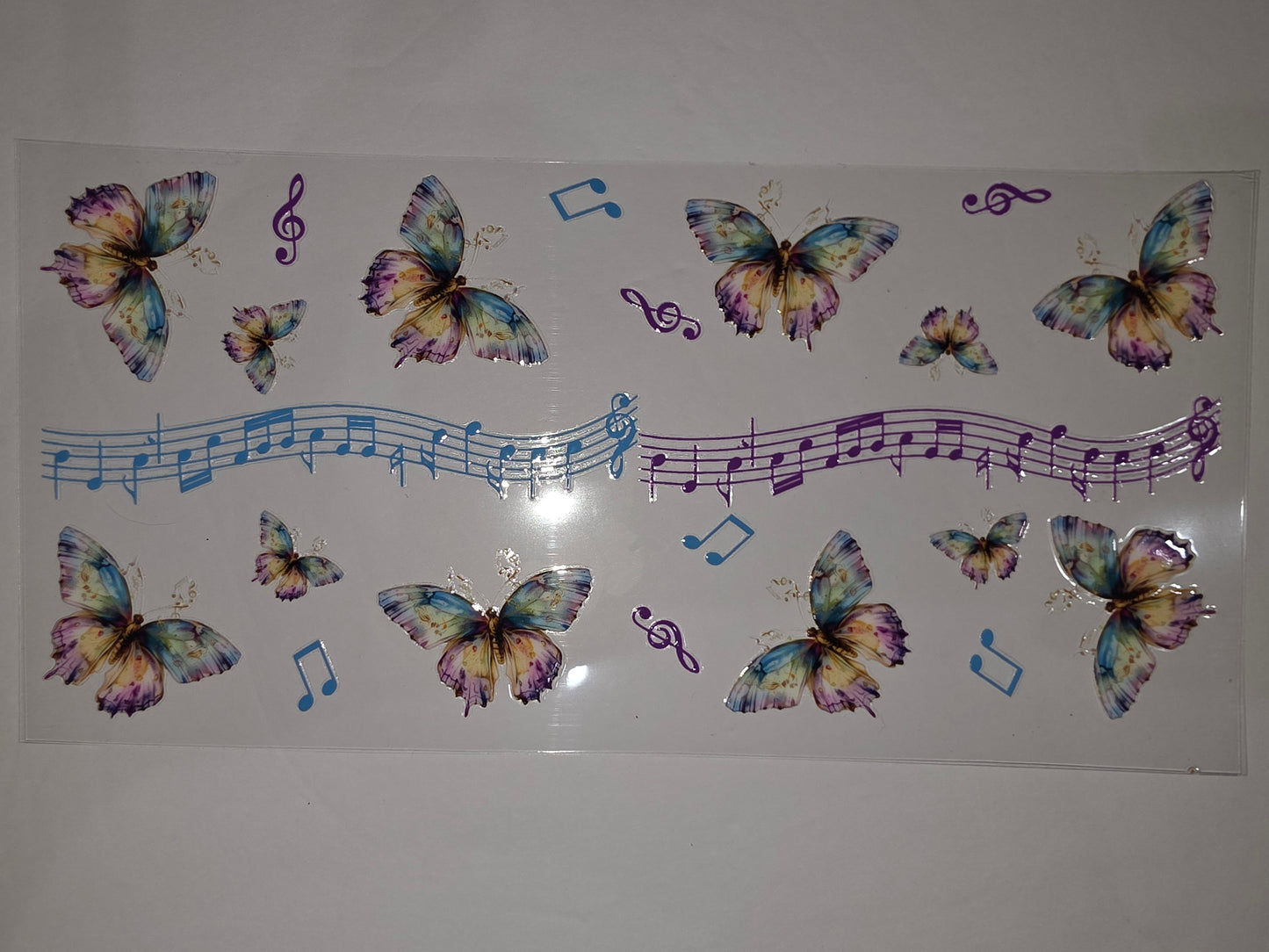 Butterfly Music Notes Tumbler Wrap | Watercolor Butterfly & Musical Symbols Design