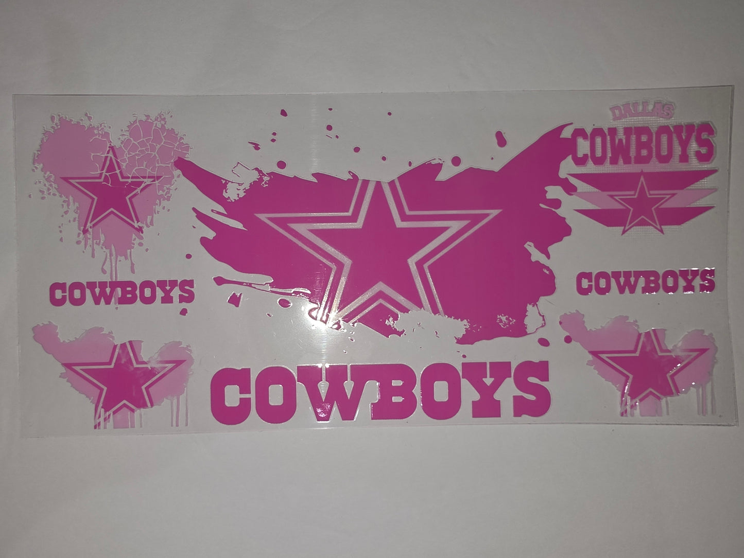 Dallas Cowboys Pink Star Splatter Tumbler Wrap | Football Fan Drinkware Decal