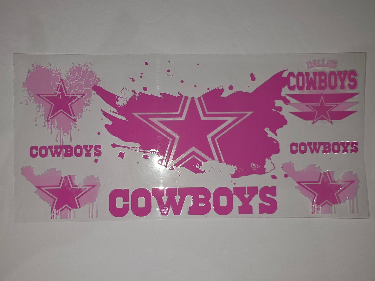 Pink Dallas Cowboys Tumbler Wrap - Star & Splatter Design