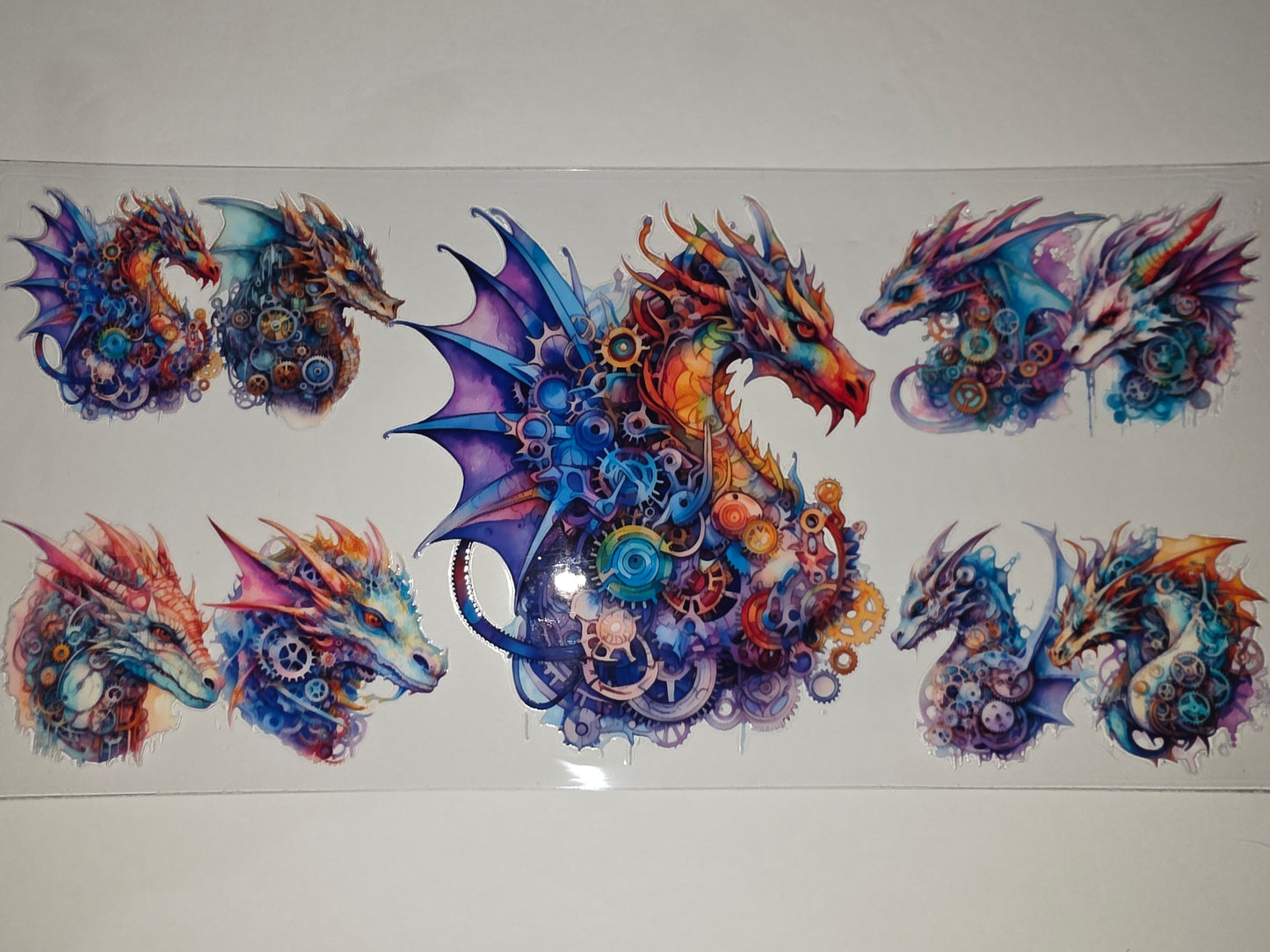 Steampunk Dragon Tumbler Wrap - Vibrant Gears & Fantasy Art