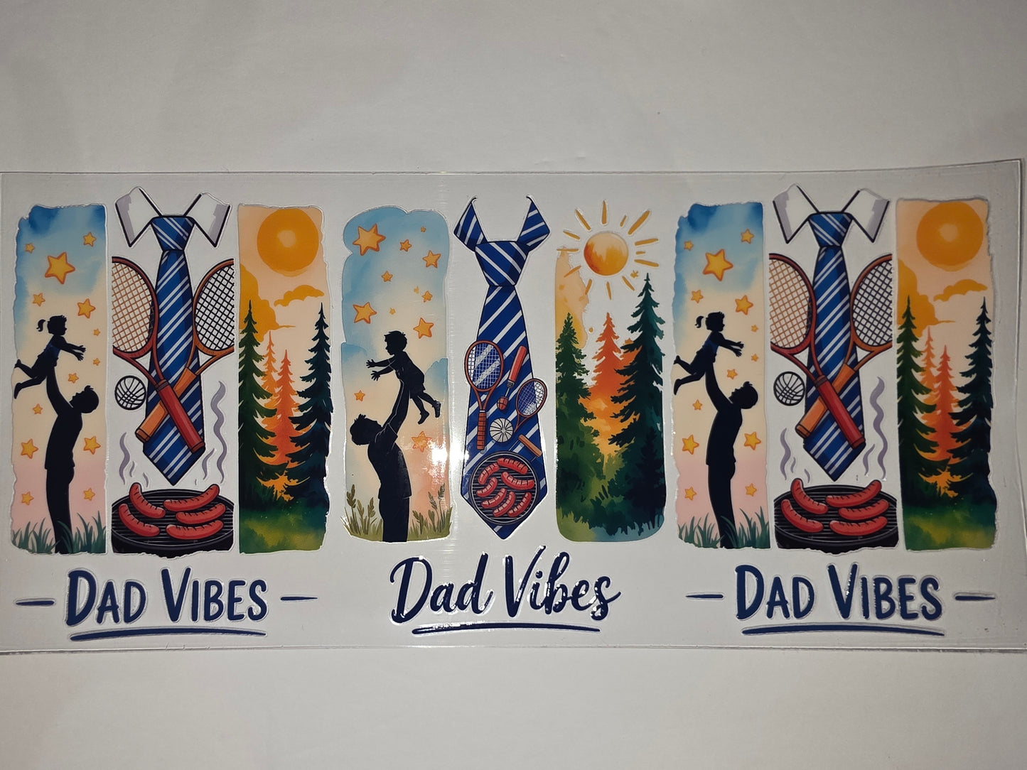 Dad Vibes Tumbler Wrap - Father's Day BBQ, Tennis, Stars & Sun Design