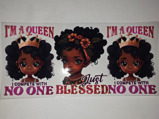 Black Girl Magic Queen Tumbler Wrap | "I'm a Queen" Glitter Design