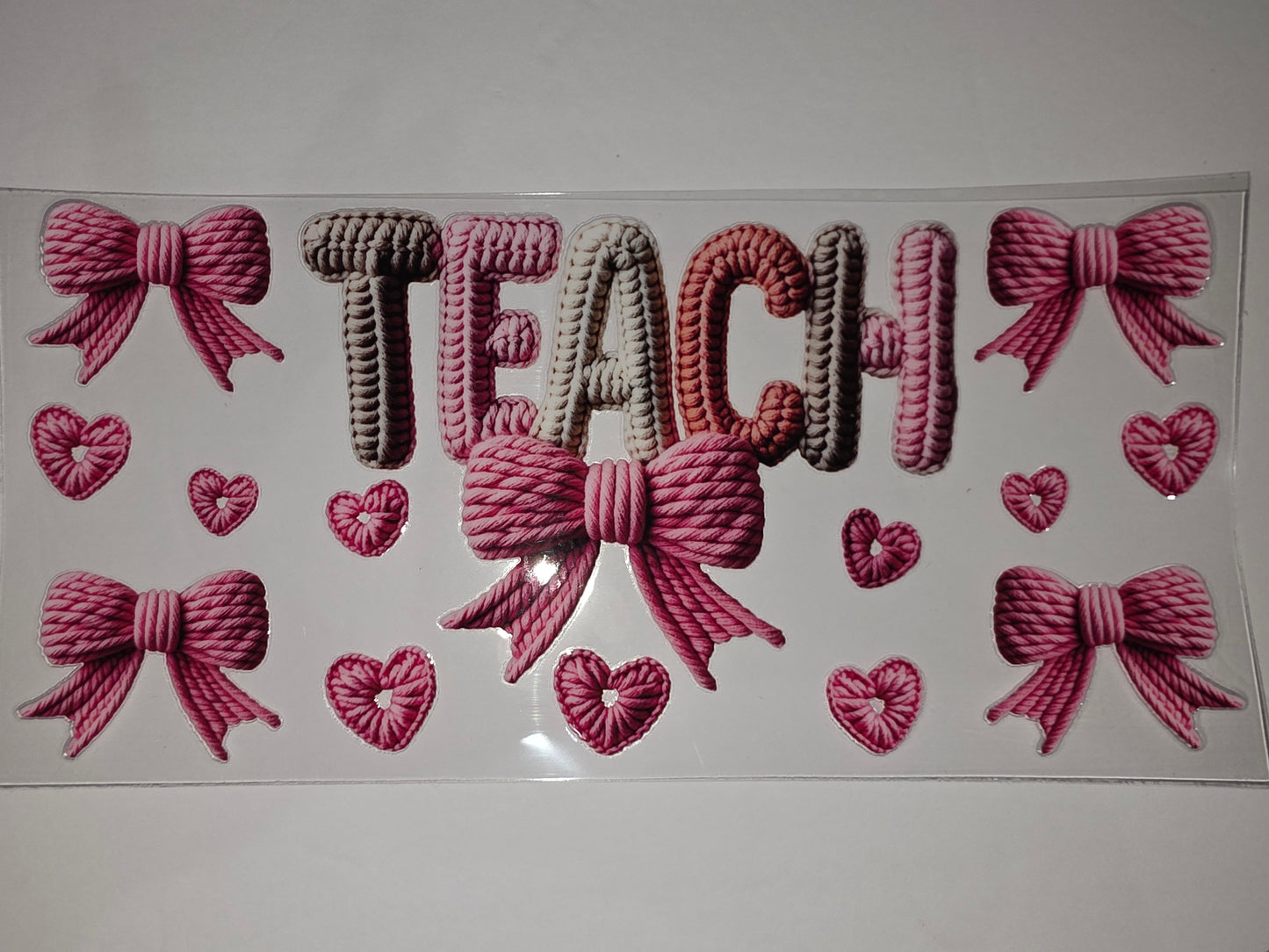 Pink Bow & Heart "TEACH" Tumbler Wrap - Teacher Appreciation Gift