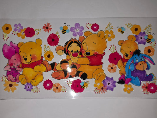 Winnie the Pooh & Friends Floral Tumbler Wrap | Cute Characters & Flowers Design