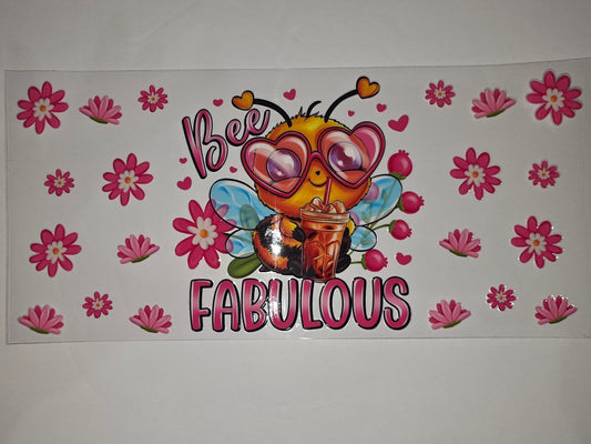 Bee Fabulous Tumbler Wrap - Pink Flowers & Cute Bee Design