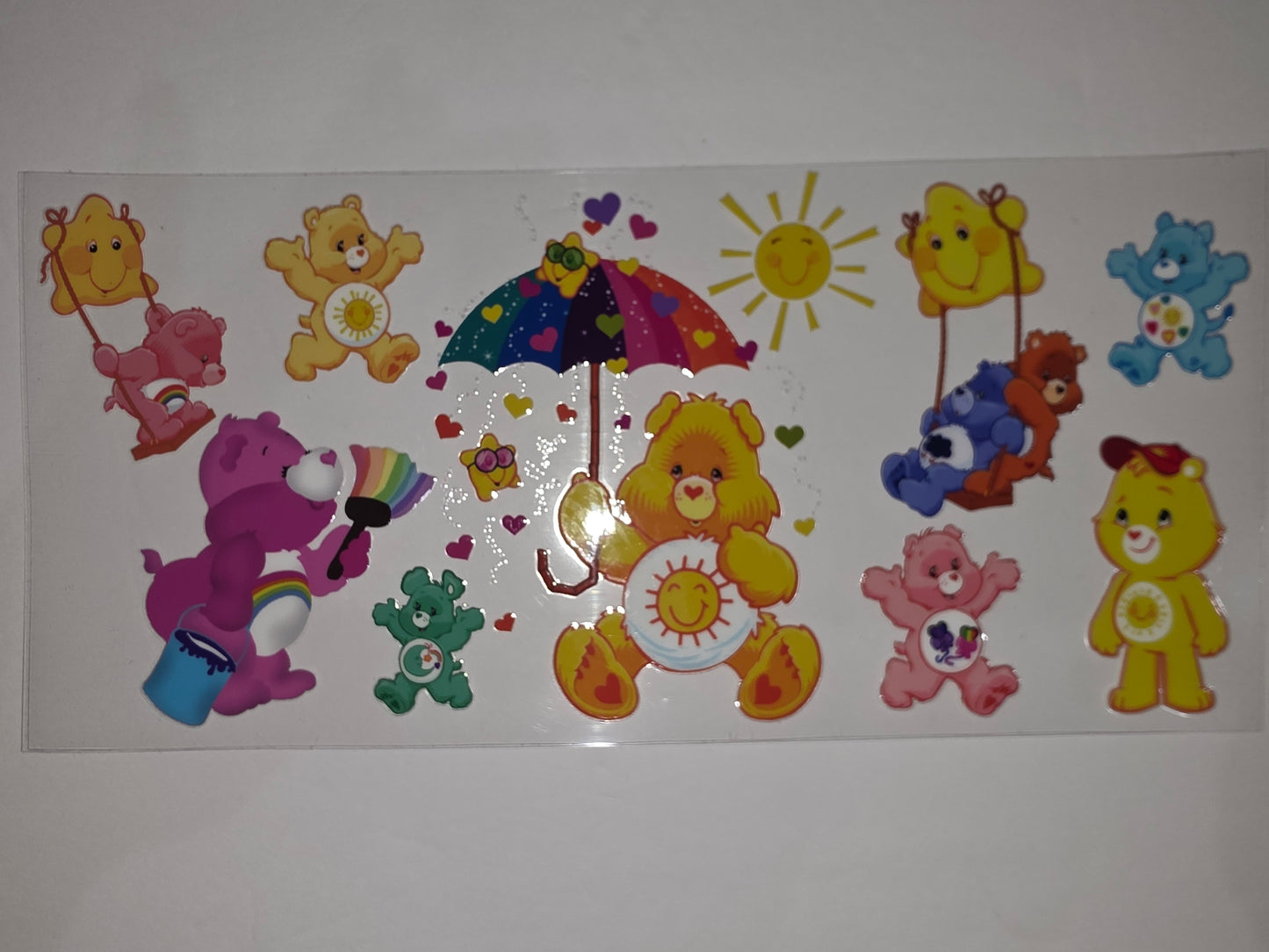 Care Bears Tumbler Wrap - Rainbow, Sun, Umbrella Designs - Vibrant & Cheerful