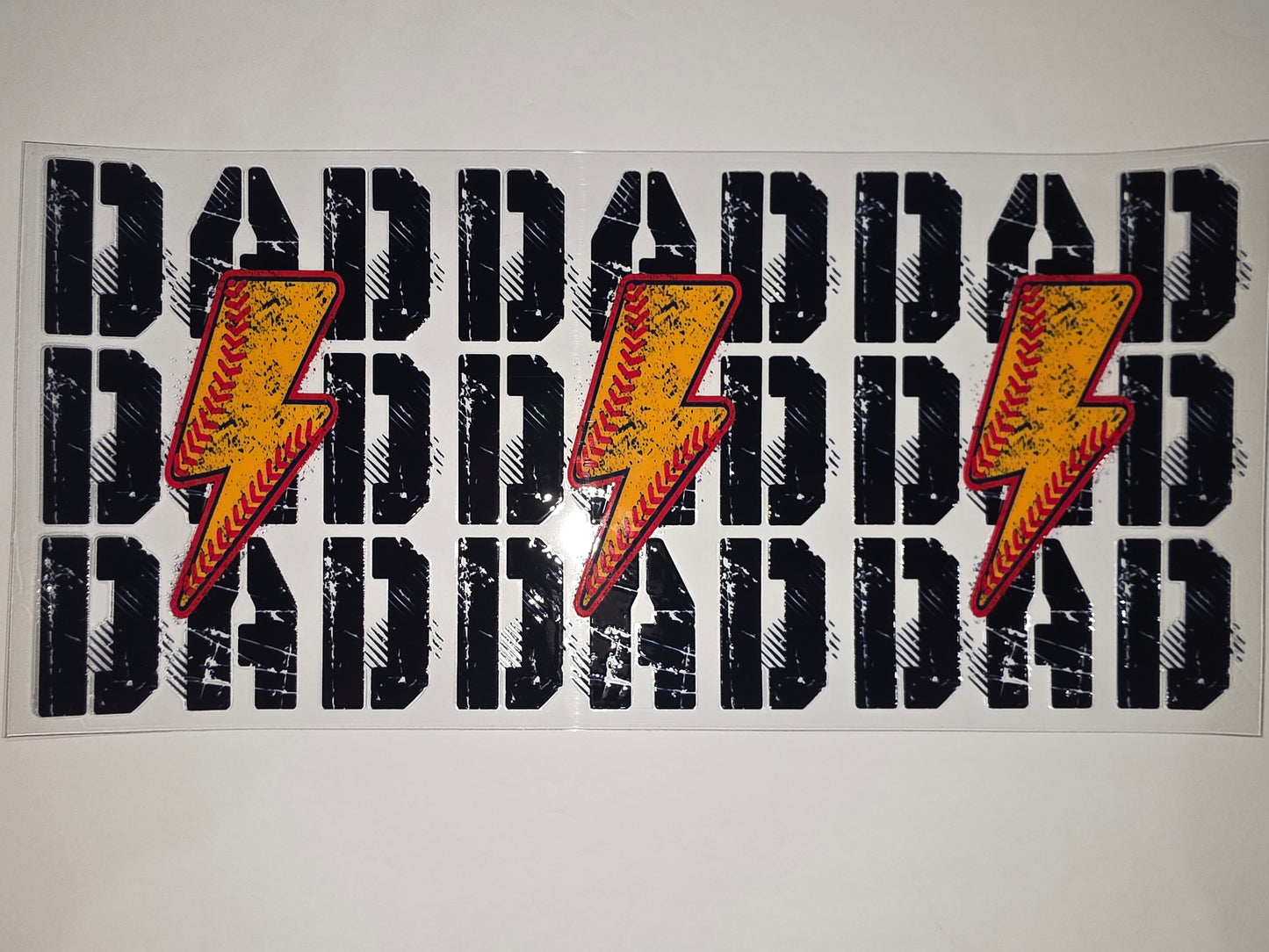 Dad Baseball Lightning Bolt Tumbler Wrap - Black, Yellow, Red