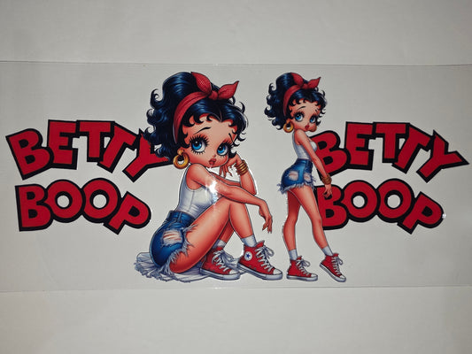 Betty Boop Denim Shorts Tumbler Wrap - Red & Blue Retro Cartoon Design
