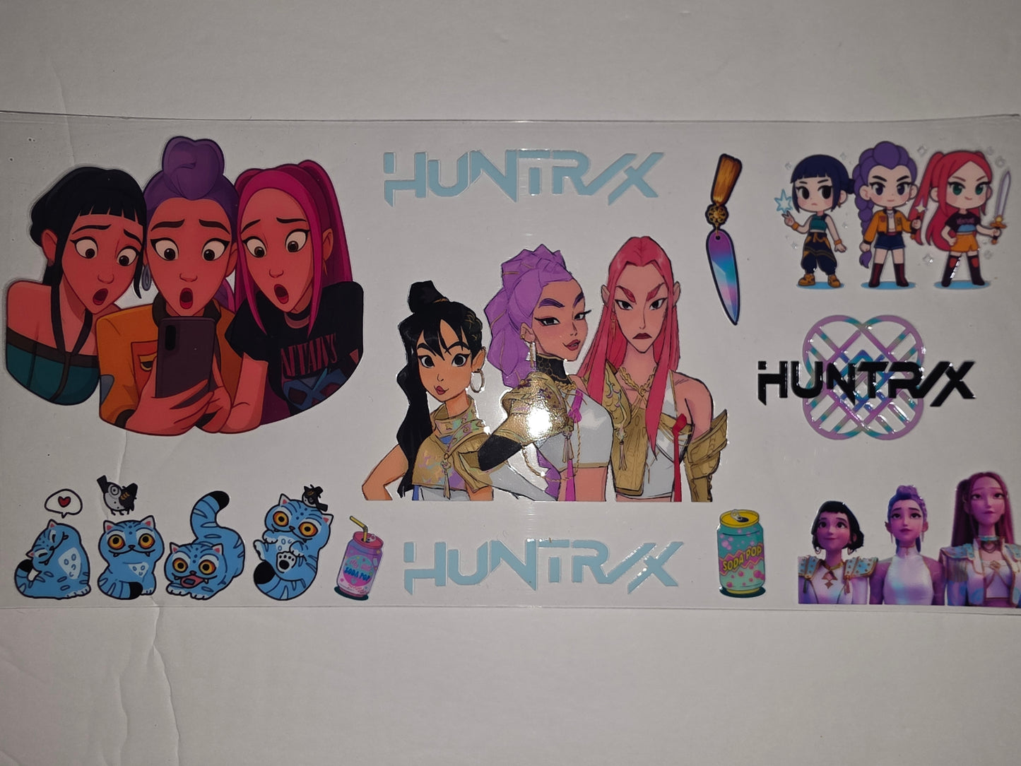 K-Pop Inspired Anime Girl Tumbler Wrap - Pink, Purple, Teal & Gold