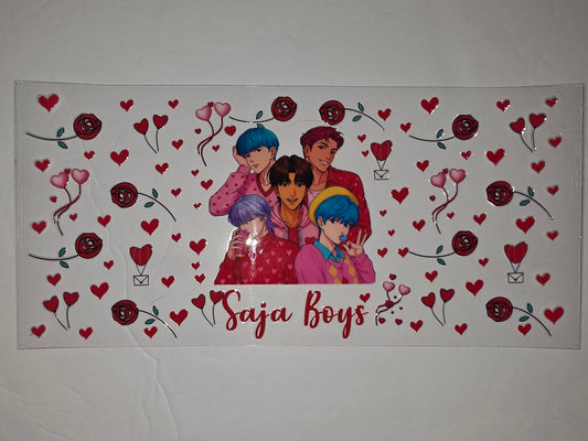 Anime Boy Heart Rose Tumbler Wrap | Valentine's Day Drinkware Design