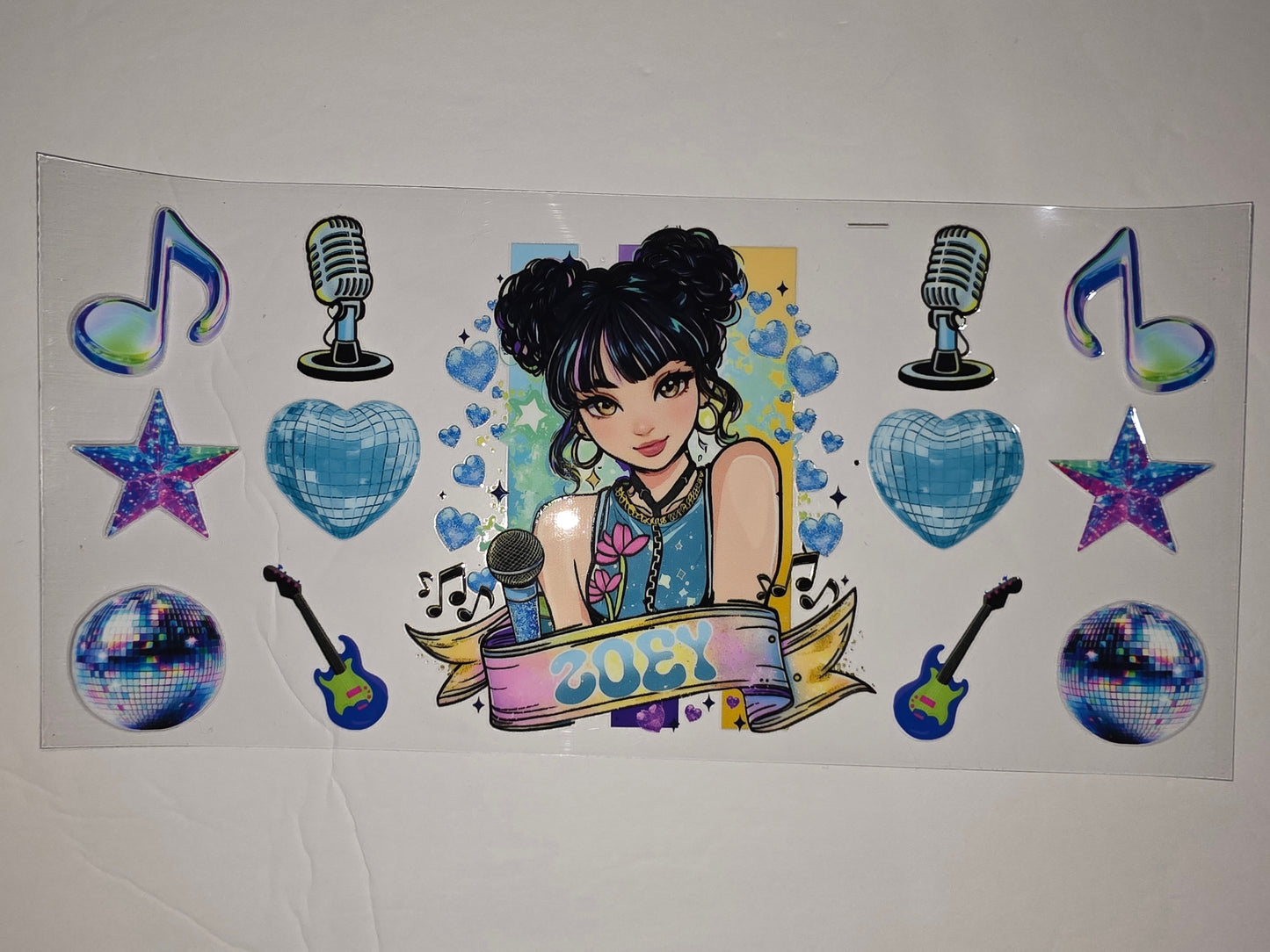 Pop Star Singer Tumbler Wrap | Music Notes, Disco Balls & Guitars | Vibrant K-Pop Aesthetic