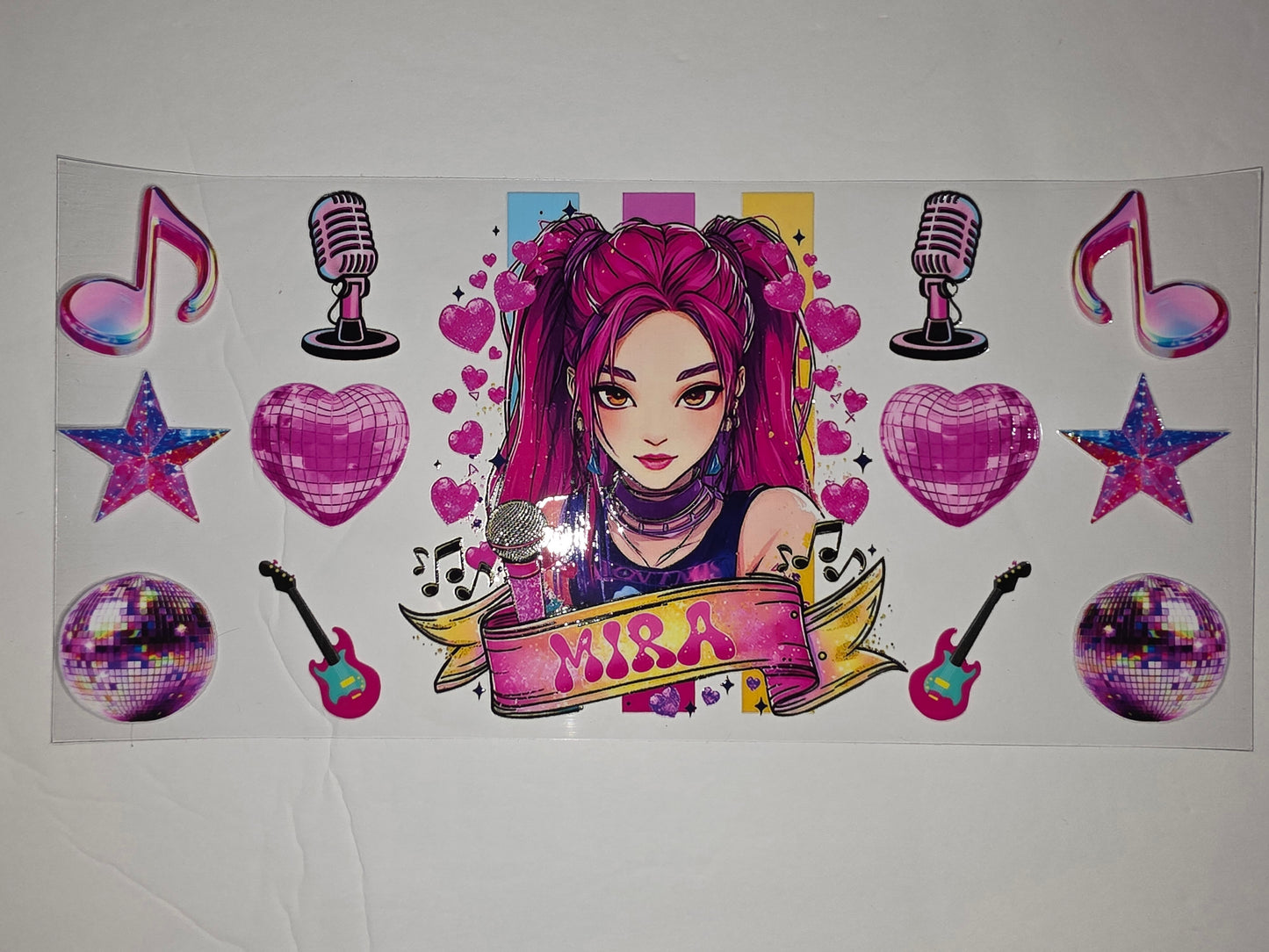 K-Pop Star Mira Tumbler Wrap - Pink, Purple, Disco Theme
