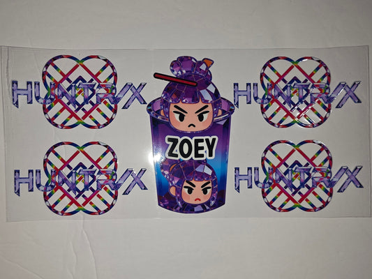 Zoey Diamond Gem Character Tumbler Wrap - Purple, Rainbow, Cute Anime Style