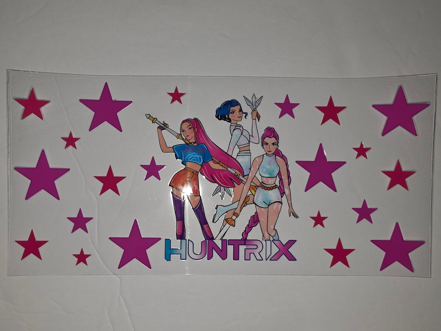 Anime Girl Tumbler Wrap - Pink & Blue Stars - "HUNTRIX" Design