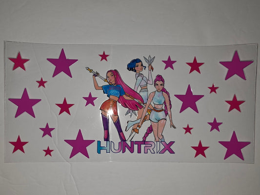 Anime Girl Tumbler Wrap - Pink & Blue Stars - "HUNTRIX" Design