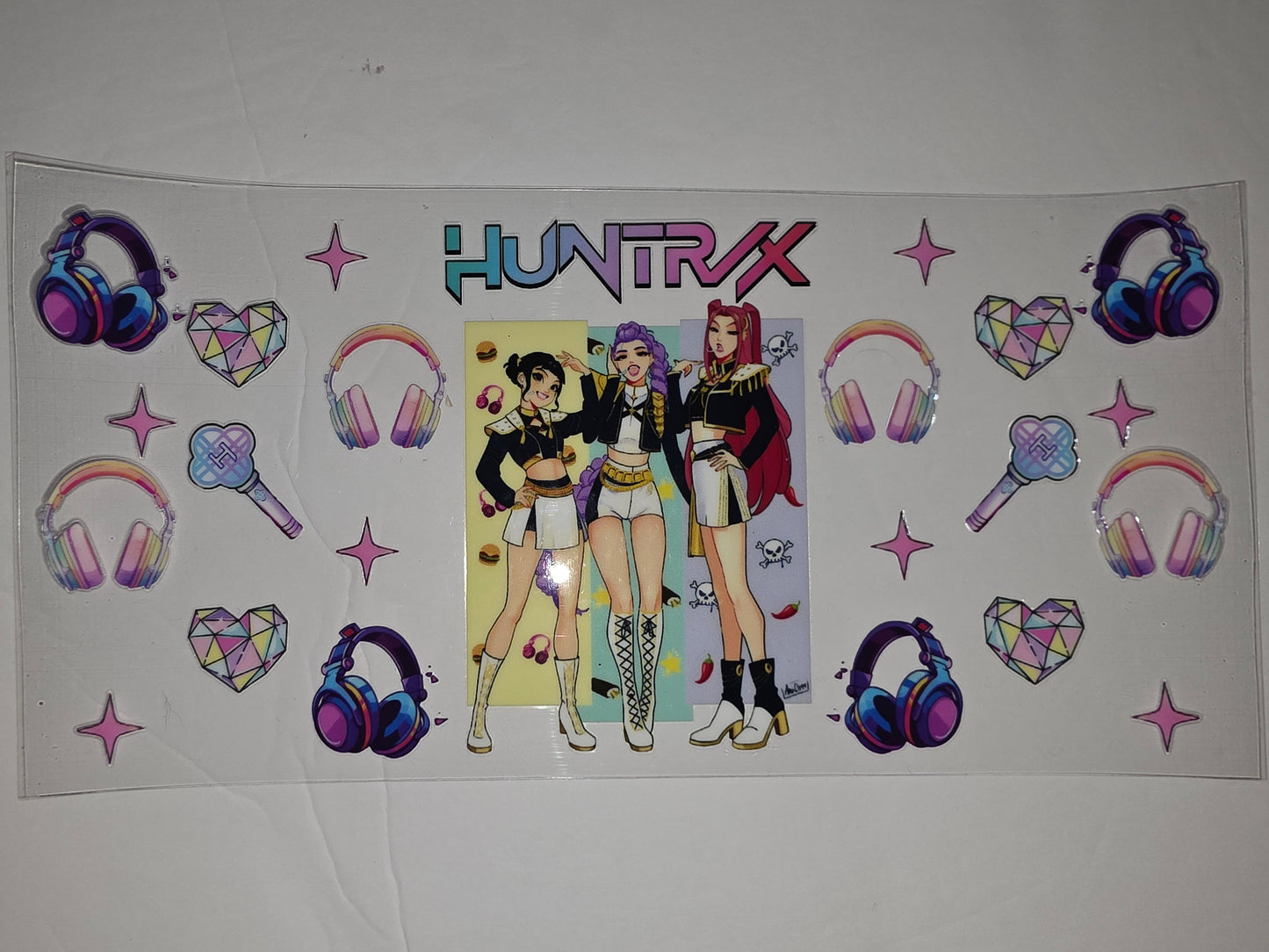 K-Pop Girl Group Tumbler Wrap - Headphones, Hearts & Stars Design