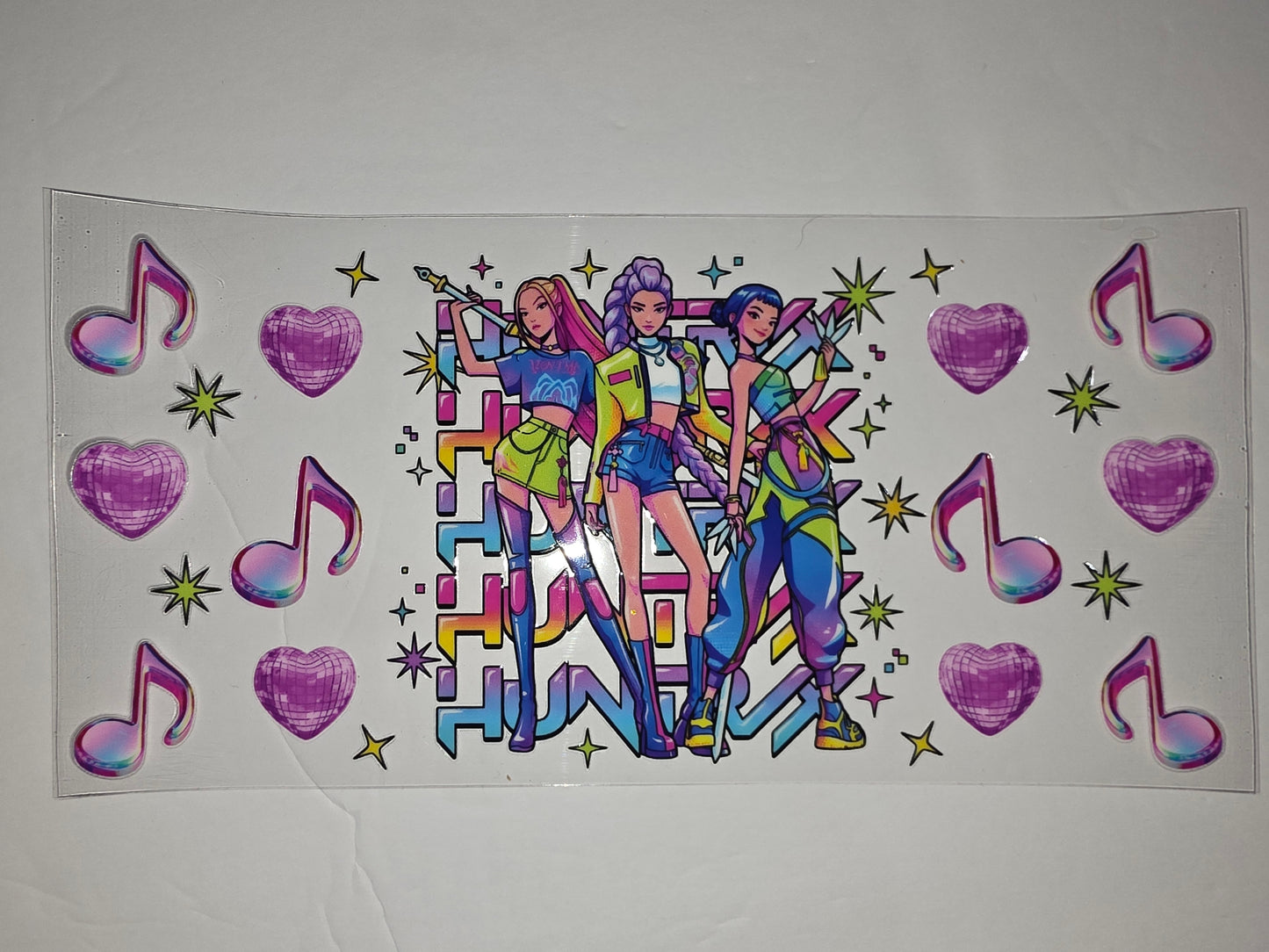 K-Pop Girl Group Tumbler Wrap - Pink, Purple, Blue, Yellow - Music & Hearts Design