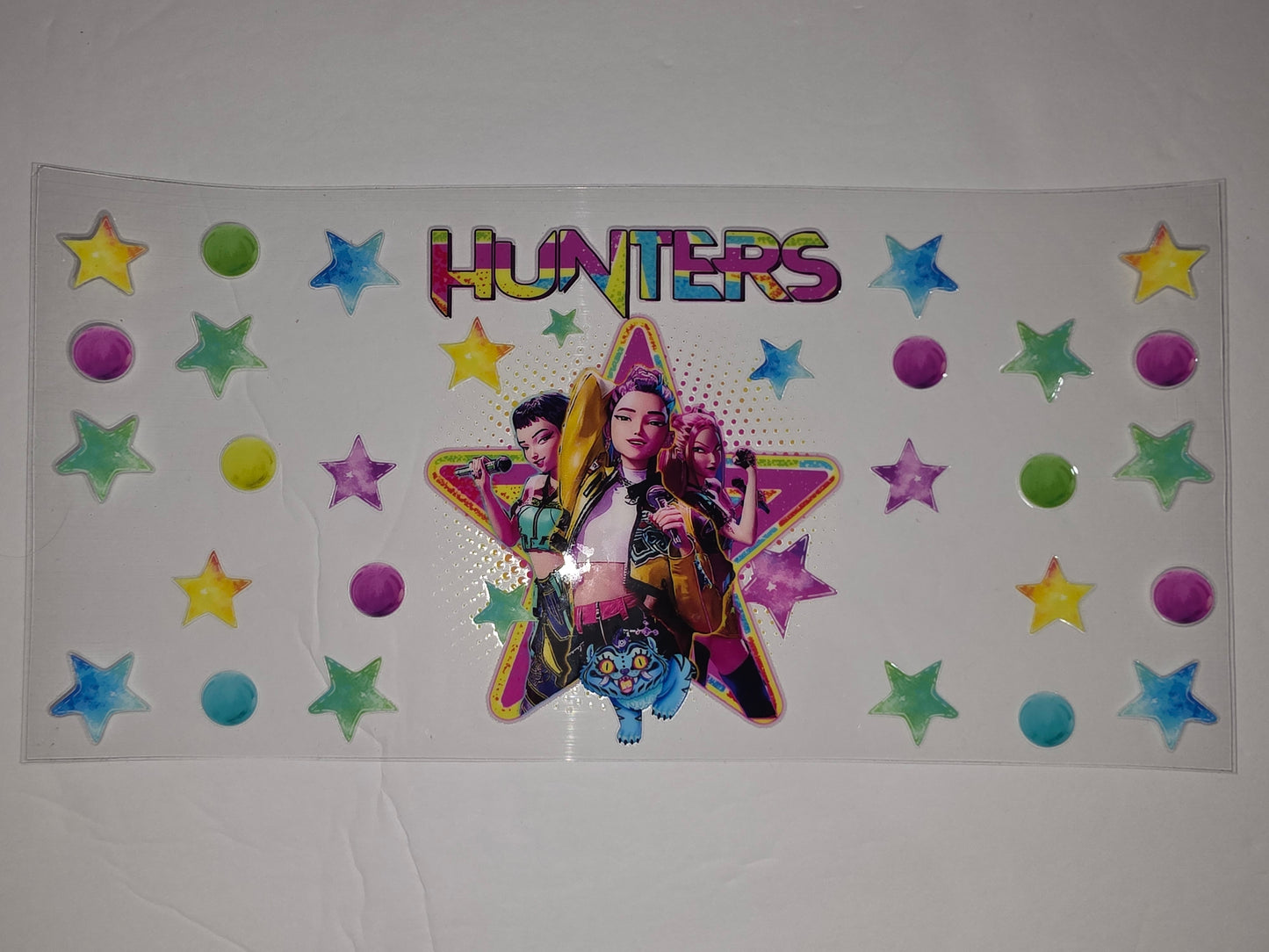 Hunters Girl Group Tumbler Wrap - Vibrant Stars & Circles Design