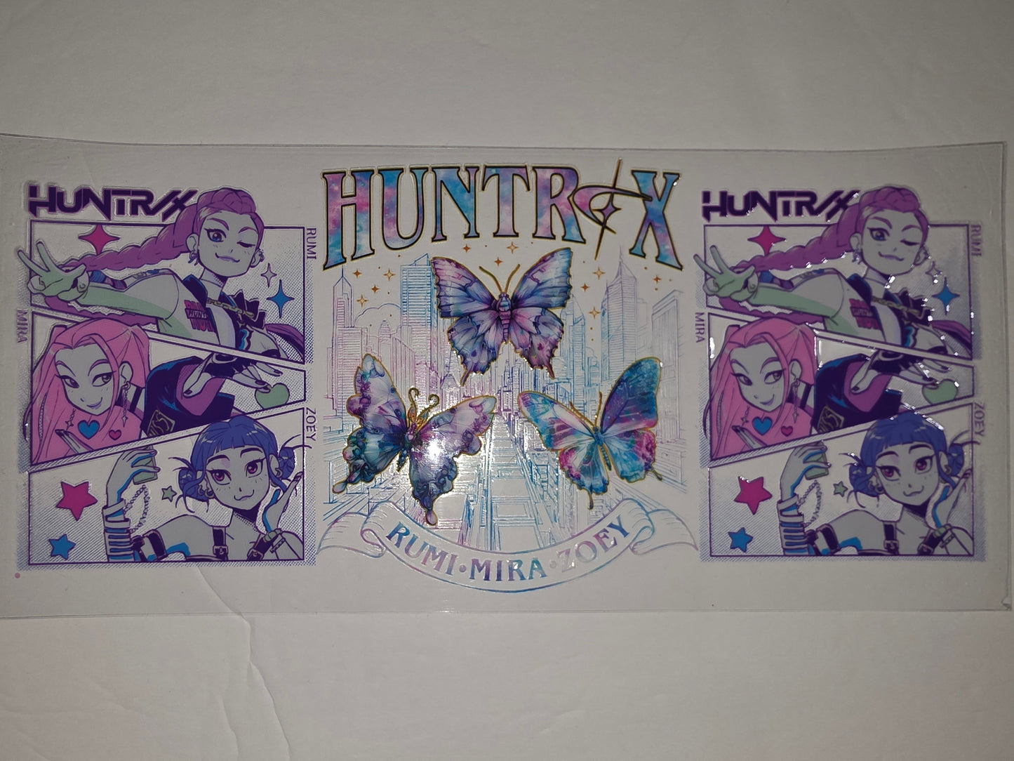 Anime Butterfly Tumbler Wrap - Pink, Blue, Purple Girls & Cityscape Design