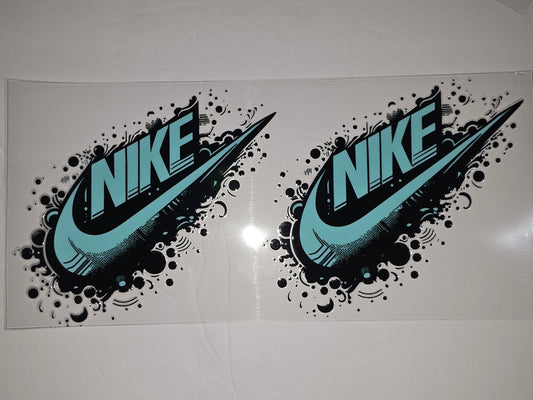 Aqua & Black Splatter Nike Swoosh Tumbler Wrap | Sports Fan Drinkware Design