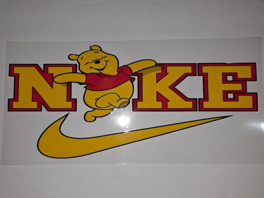 Winnie the Pooh Nike Logo Tumbler Wrap - Yellow, Red, and Black Design