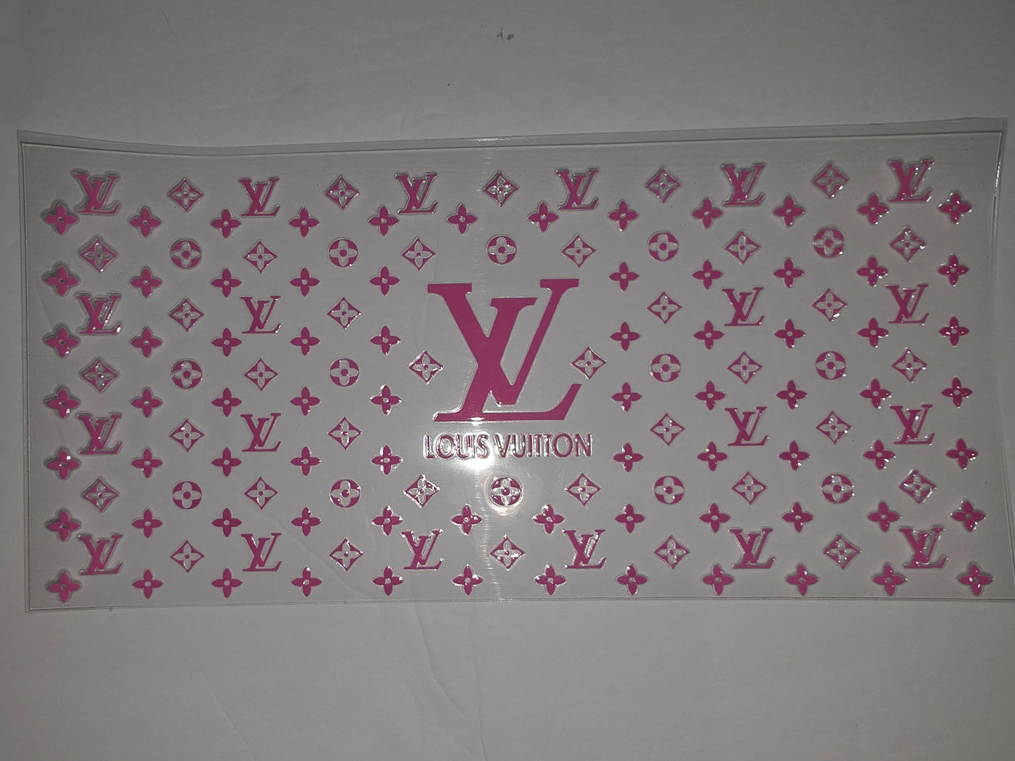 Hot Pink Monogram Tumbler Wrap | Luxury Flower & LV Pattern | Sublimation Design