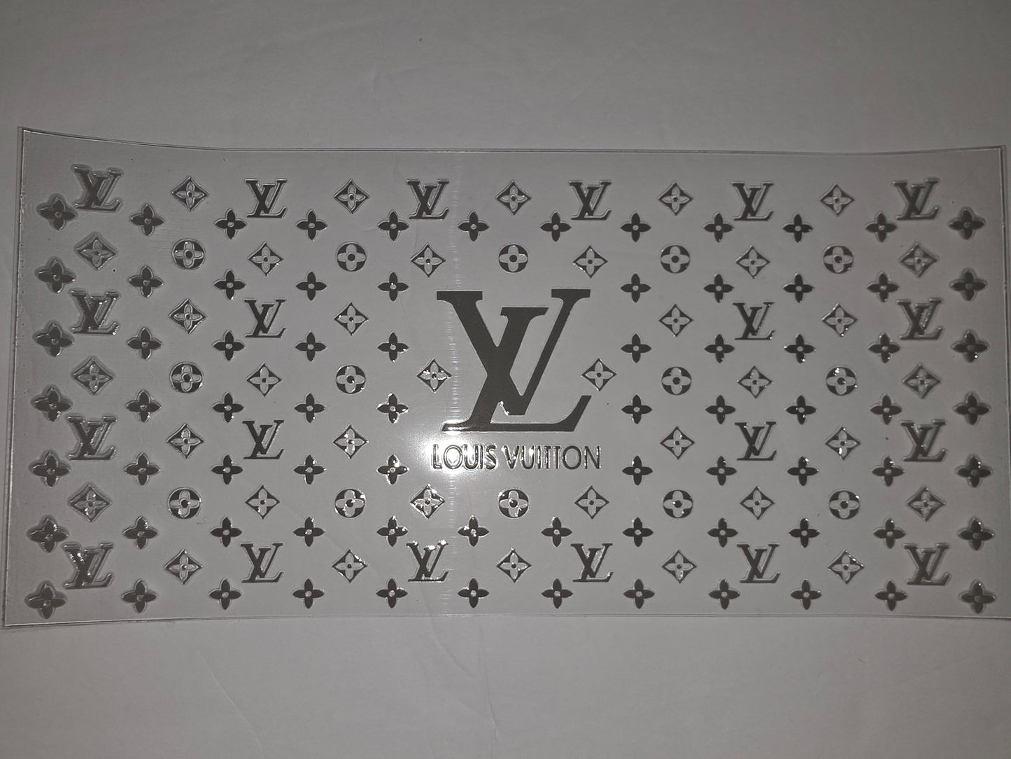 Luxury Monogram Flower Tumbler Wrap - Silver & Black Pattern
