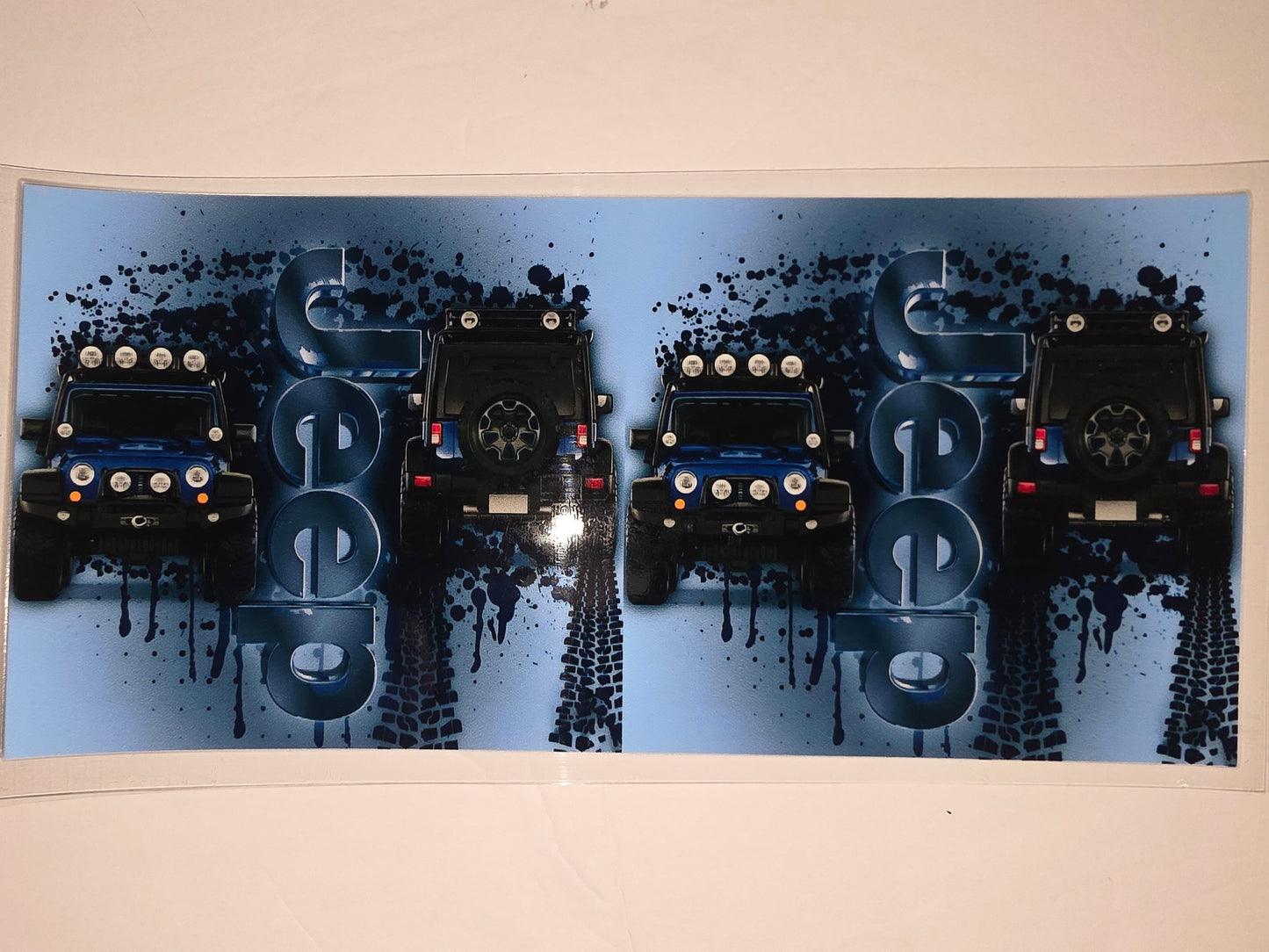 Blue Jeep Wrangler Tumbler Wrap - Off-Road Adventure Design