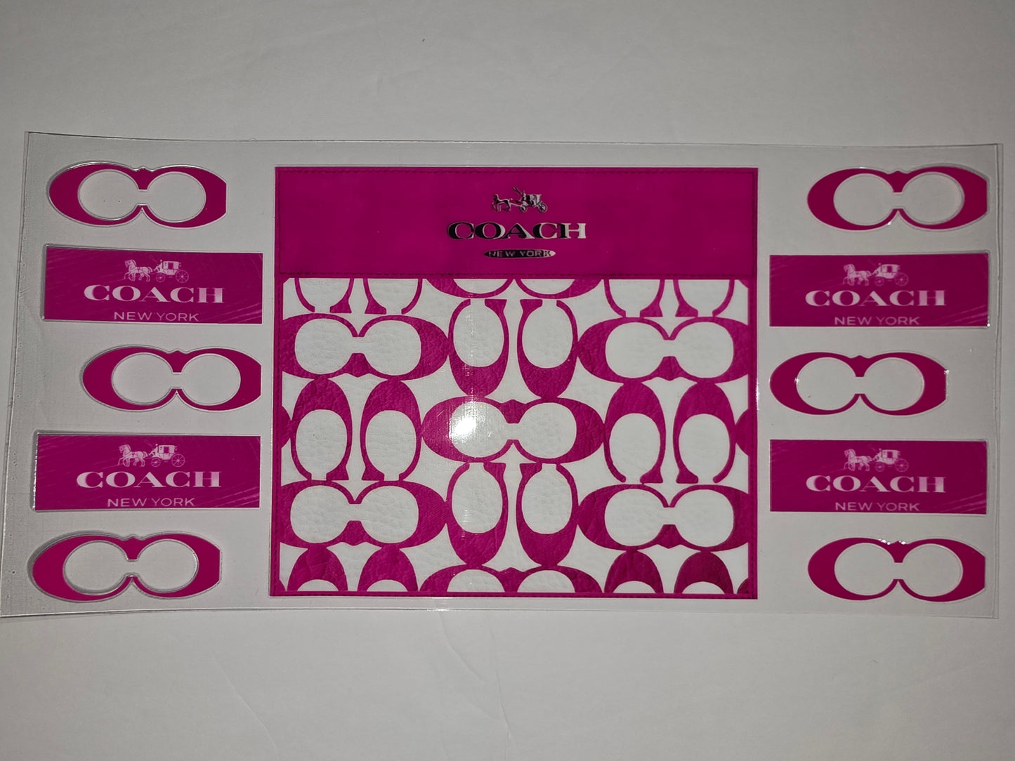 Hot Pink Coach Pattern Tumbler Wrap | Designer Inspired Drinkware Decal | Luxury Style Cup Design