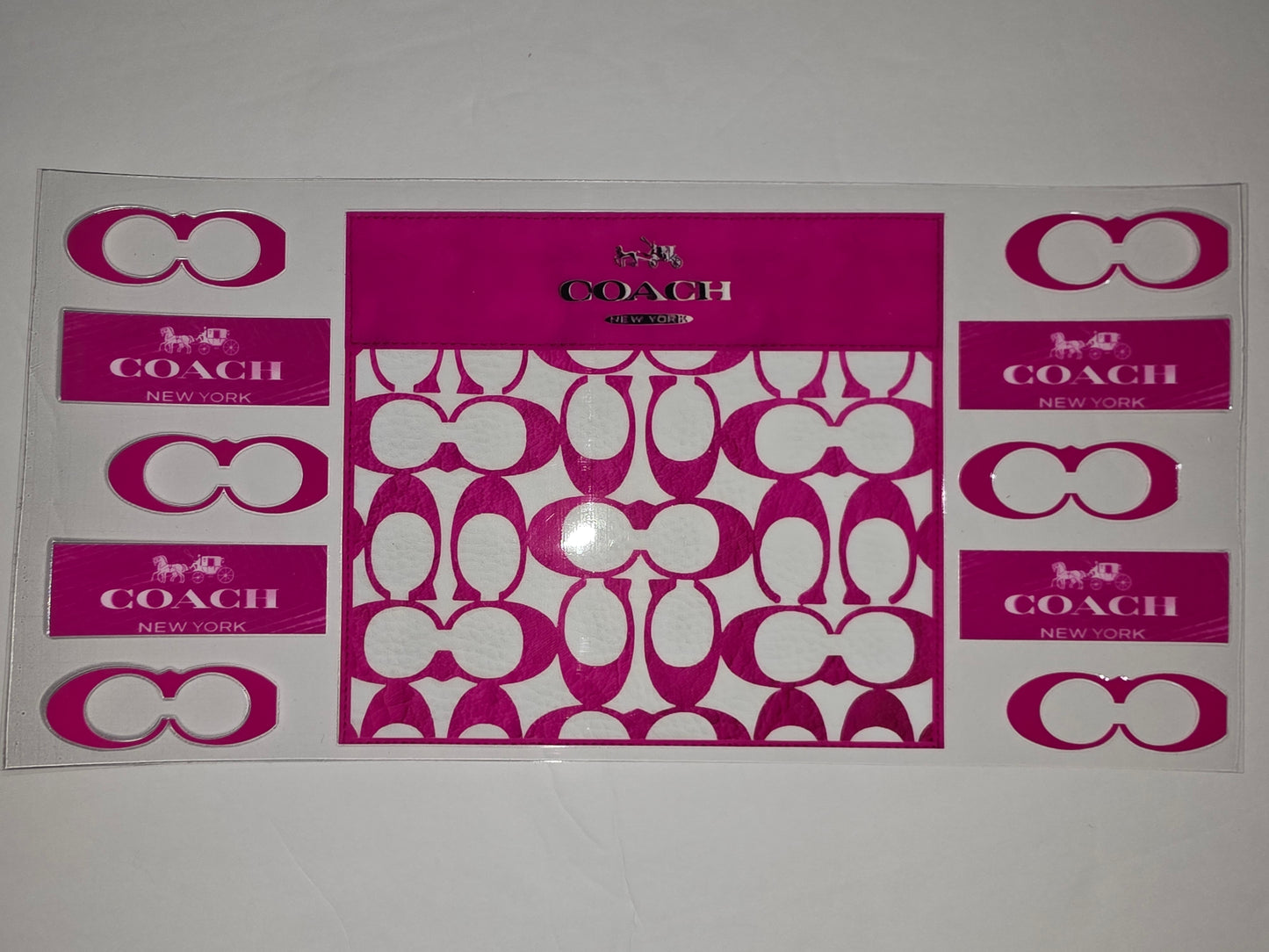 Hot Pink Coach Pattern Tumbler Wrap - Designer Inspired Drinkware Decal